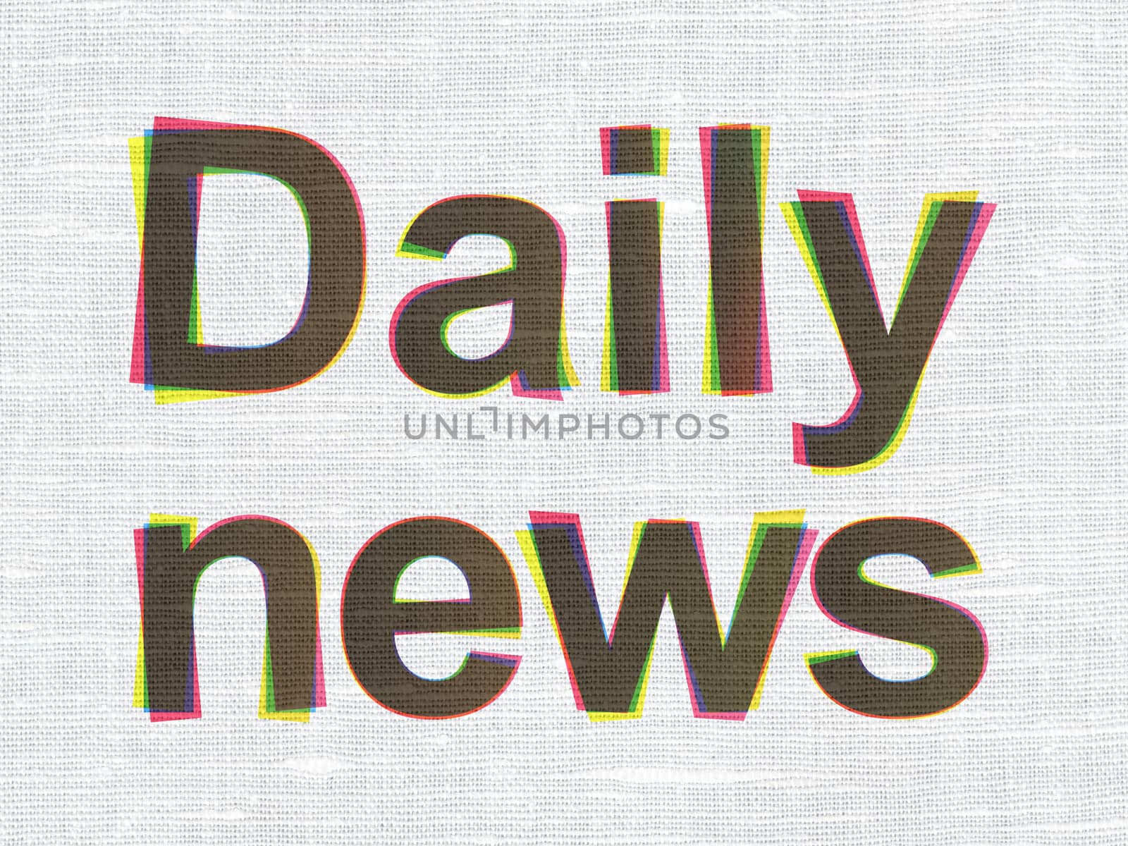 News concept: CMYK Daily News on linen fabric texture background, 3d render