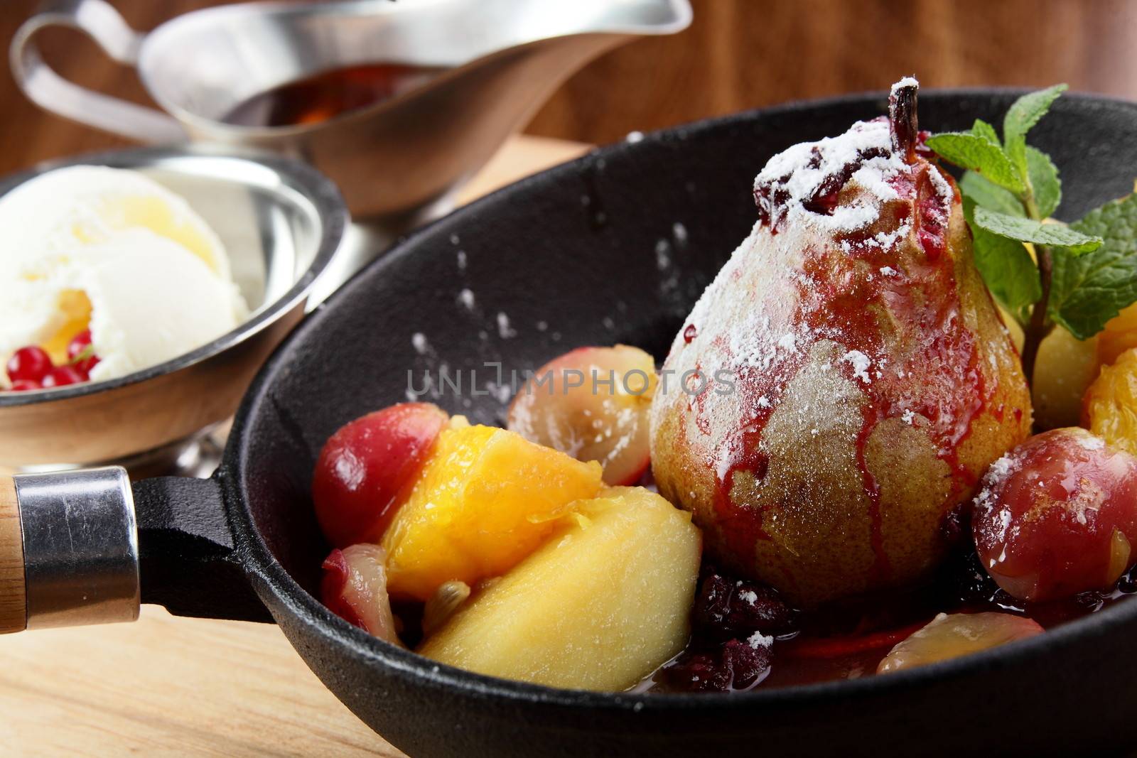 Food on wood table by fiphoto