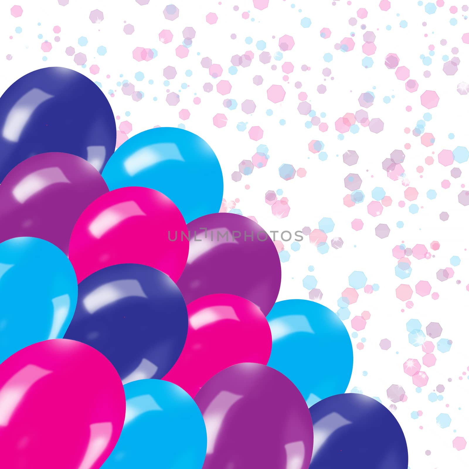 White Holiday's background with balloons and bokeh