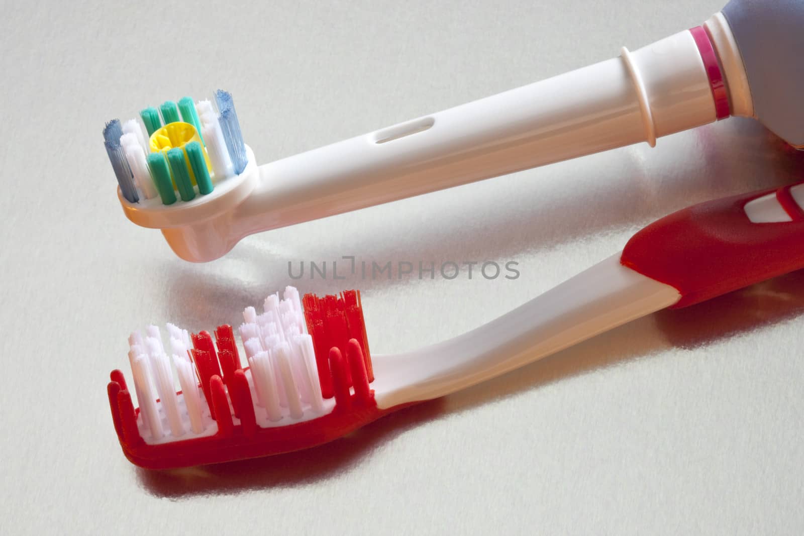 Oral Hygiene - Electric toothbrush and manual toothbrush.