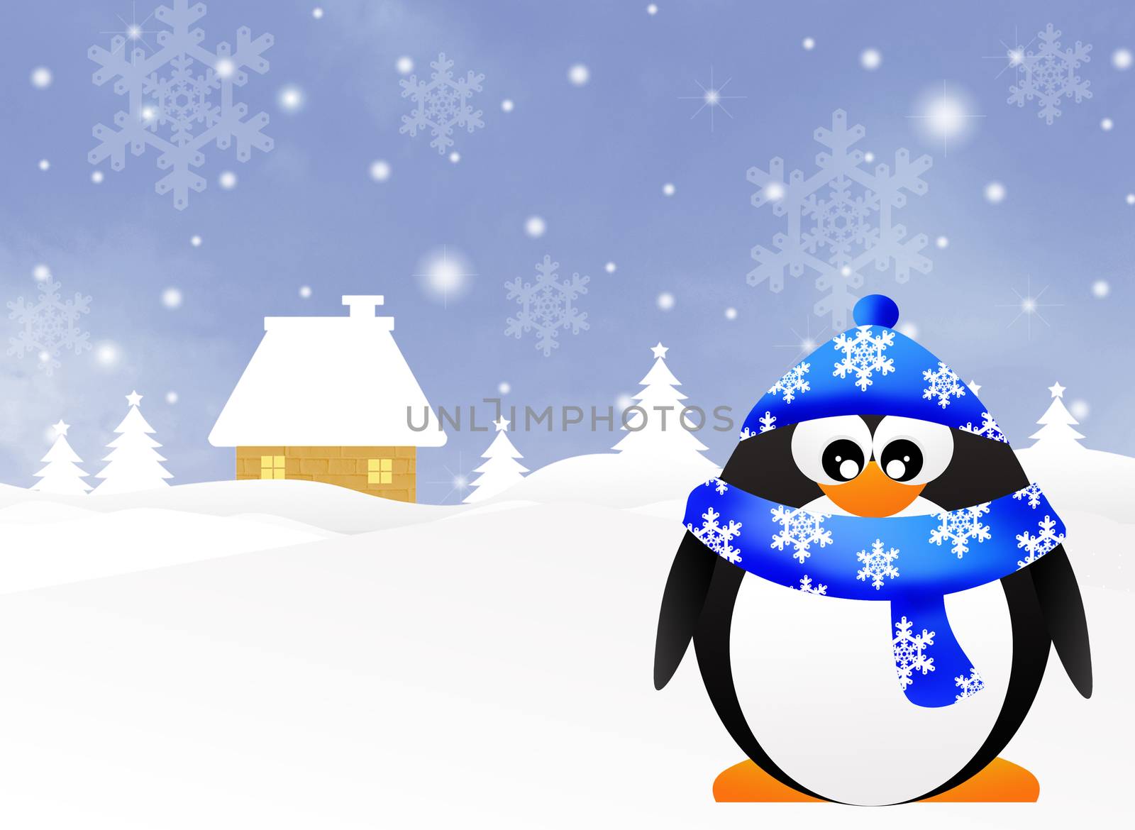 Penguin in winter
