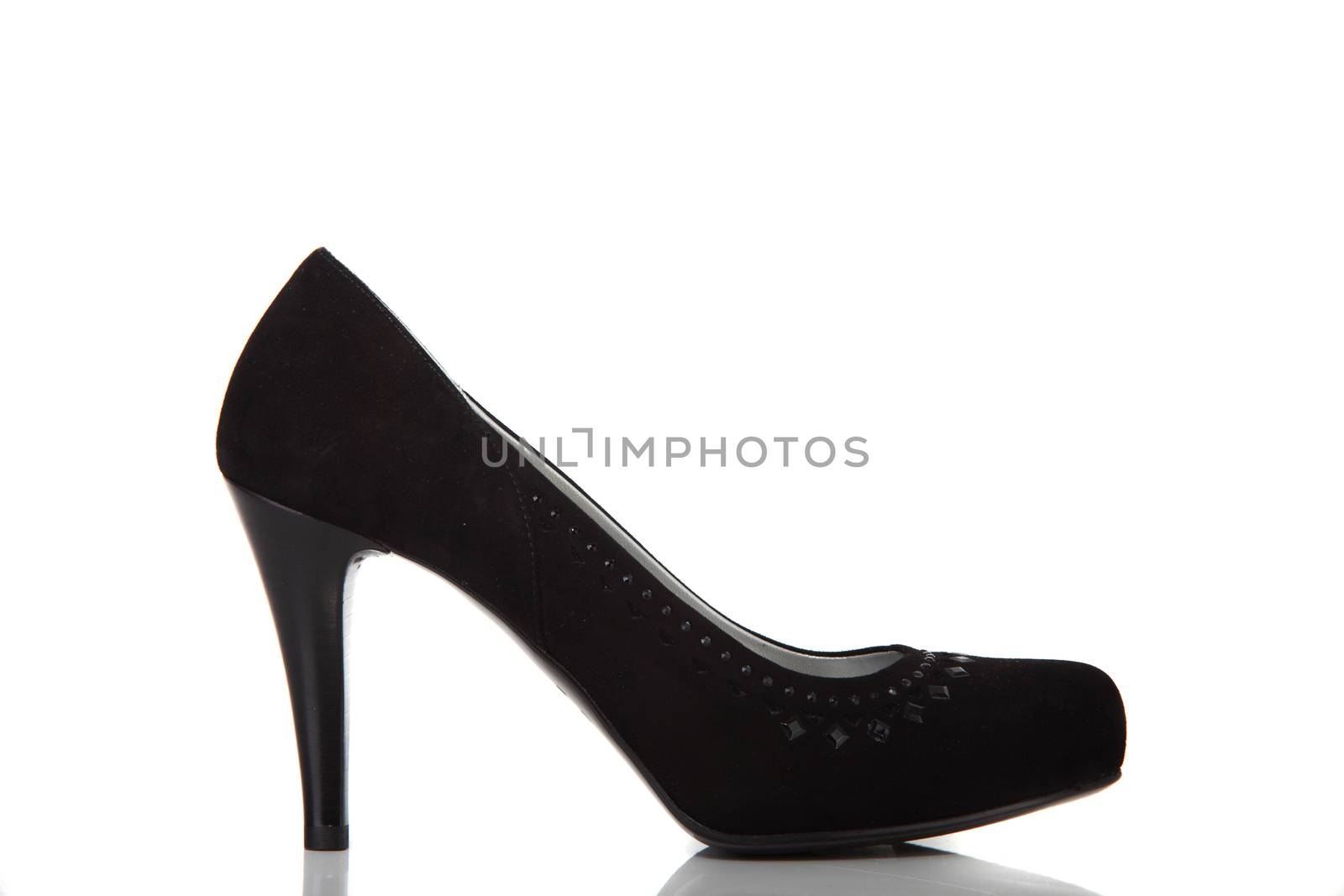 woman brand new shoe on white background