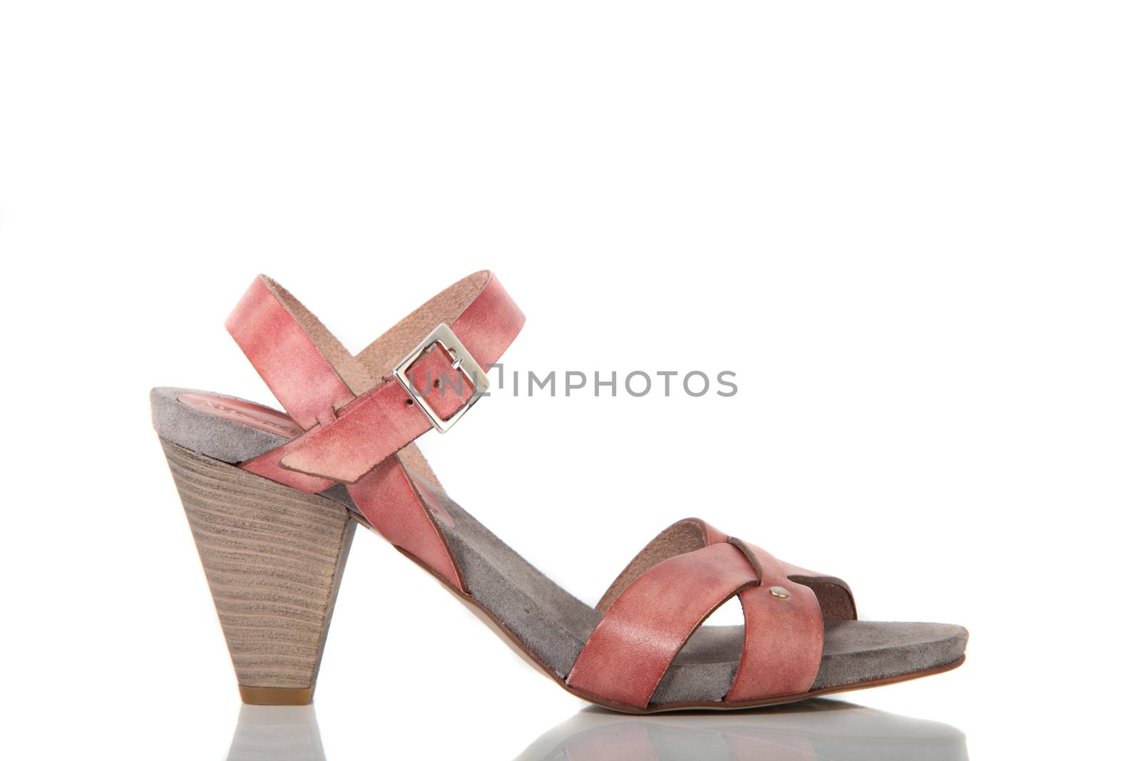 woman brand new shoe on white background