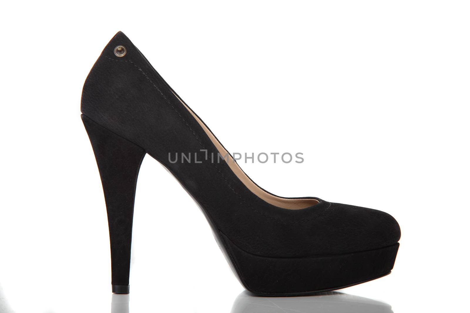 woman brand new shoe on white background