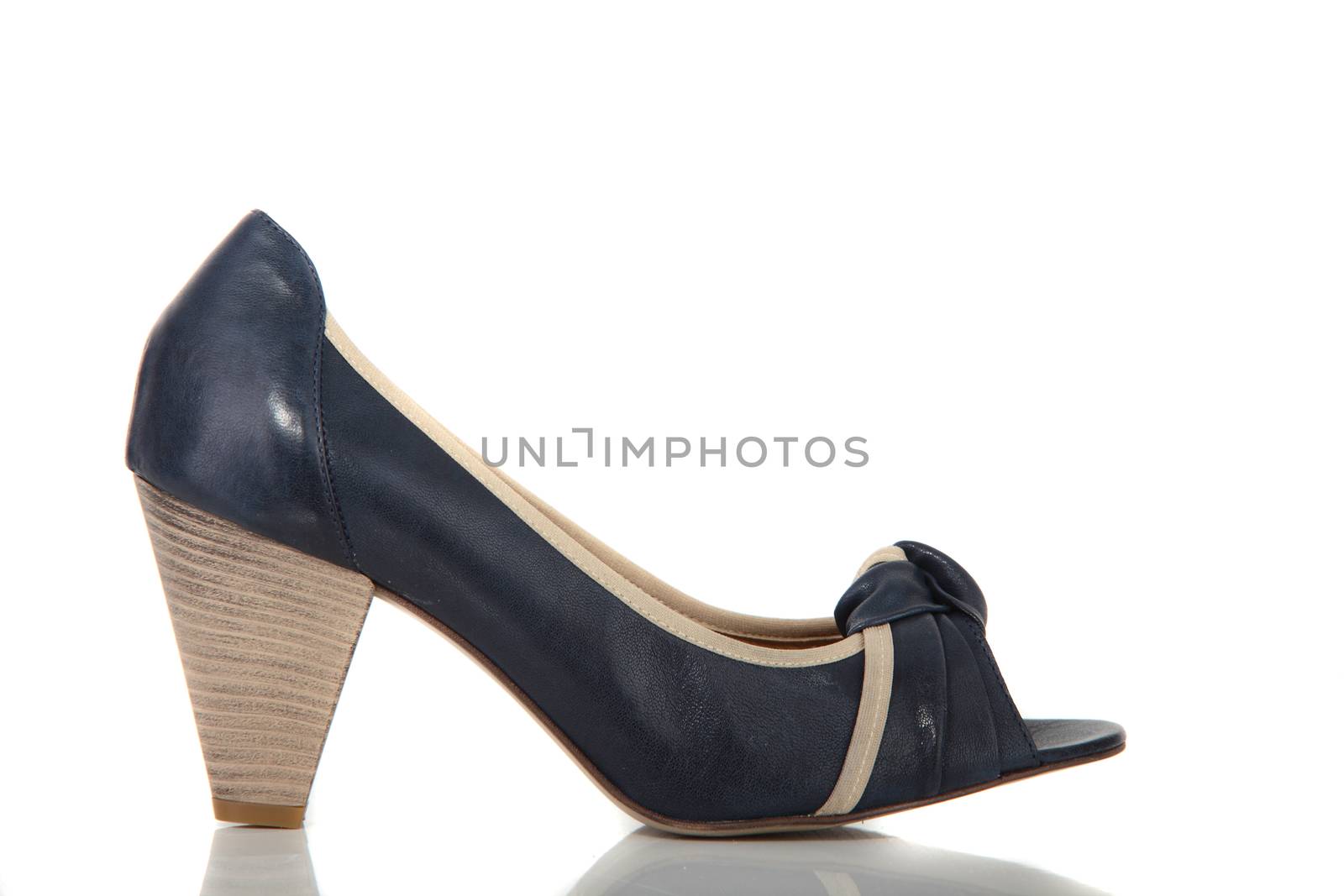 woman brand new shoe on white background