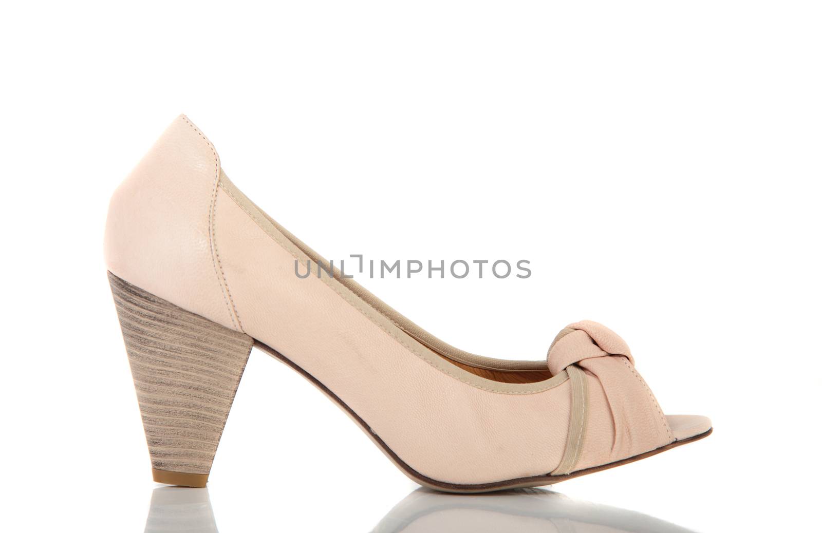 woman brand new shoe on white background