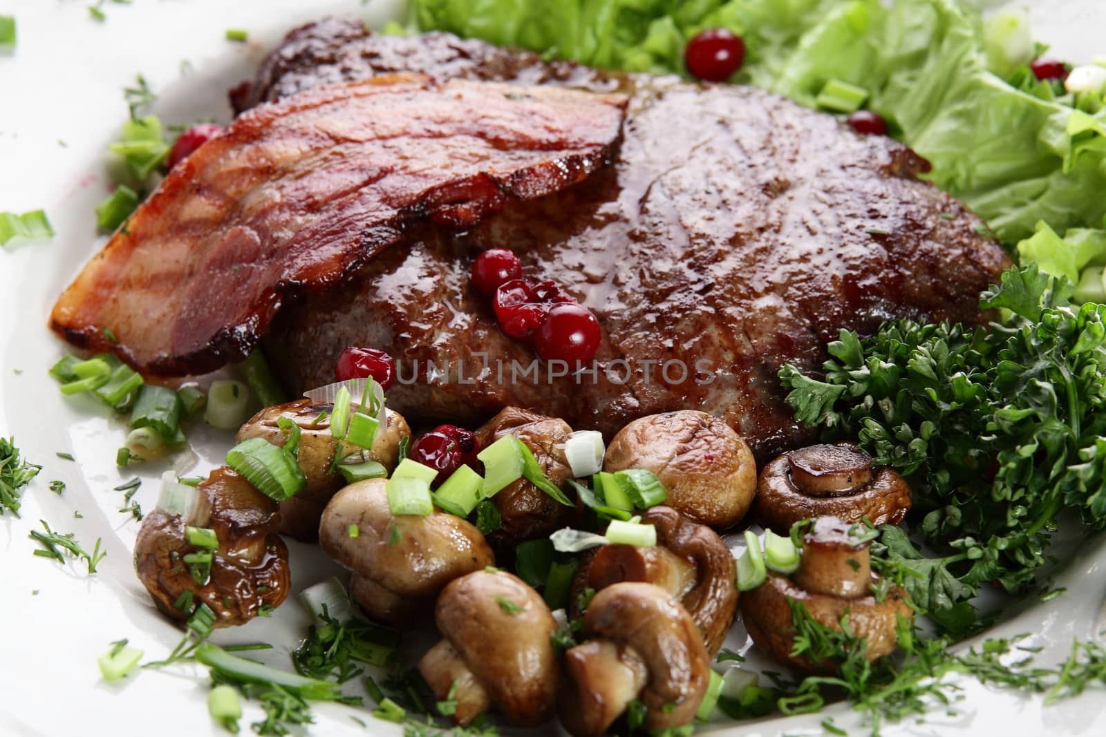 meat with mushrooms by fiphoto