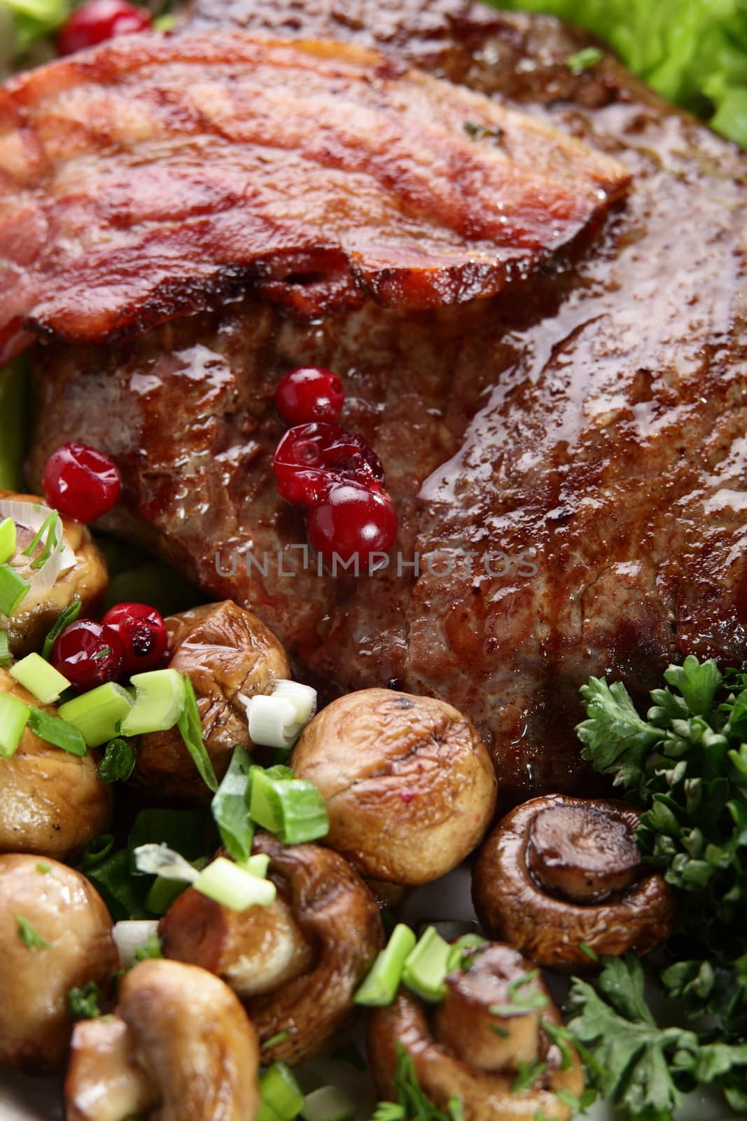 meat with mushrooms by fiphoto