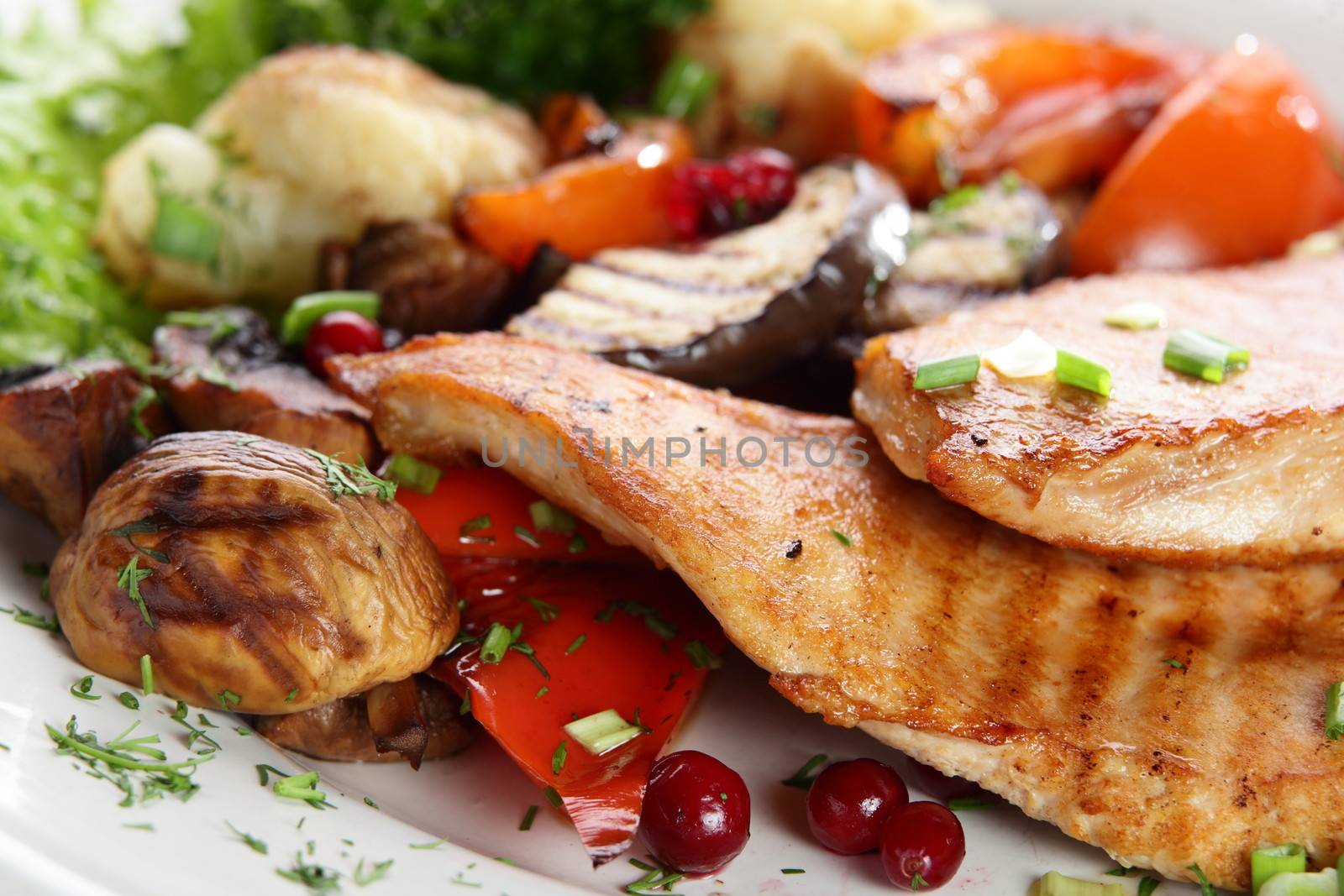 meat with mushrooms by fiphoto