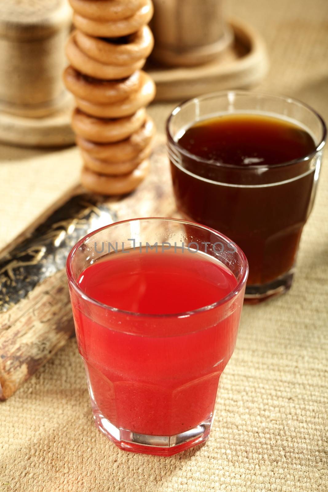 cold drink bronw and red color on the table