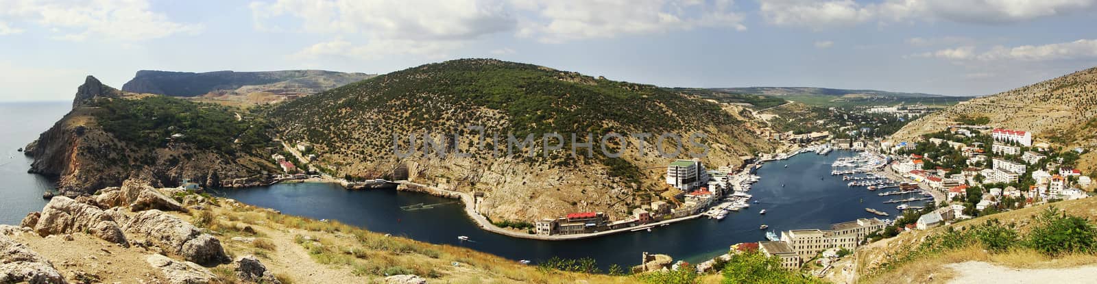 Panoramic view of Balaklava Bay, Crimea, Ukraine