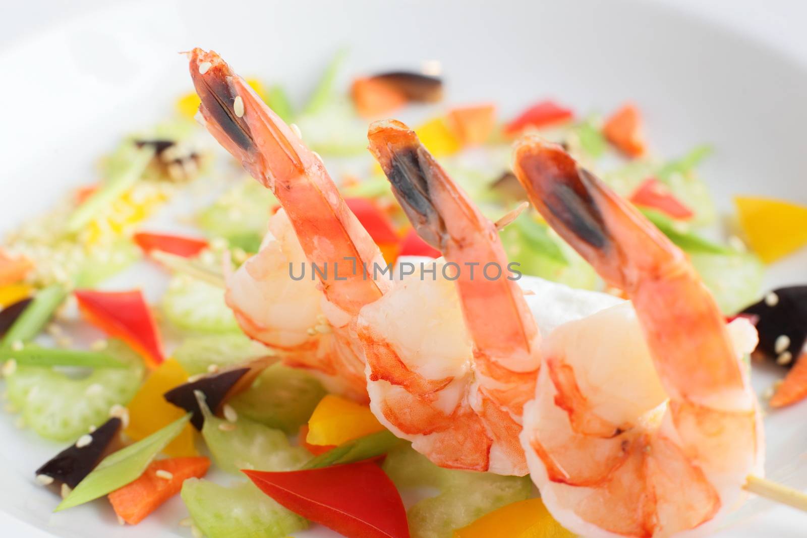 fresh and tasty salad on white background