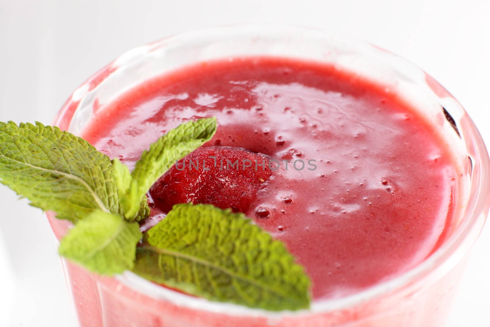 sweet fresh and tasty coctail on white background