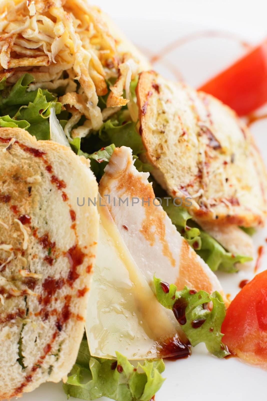 fresh and tasty salad on white background