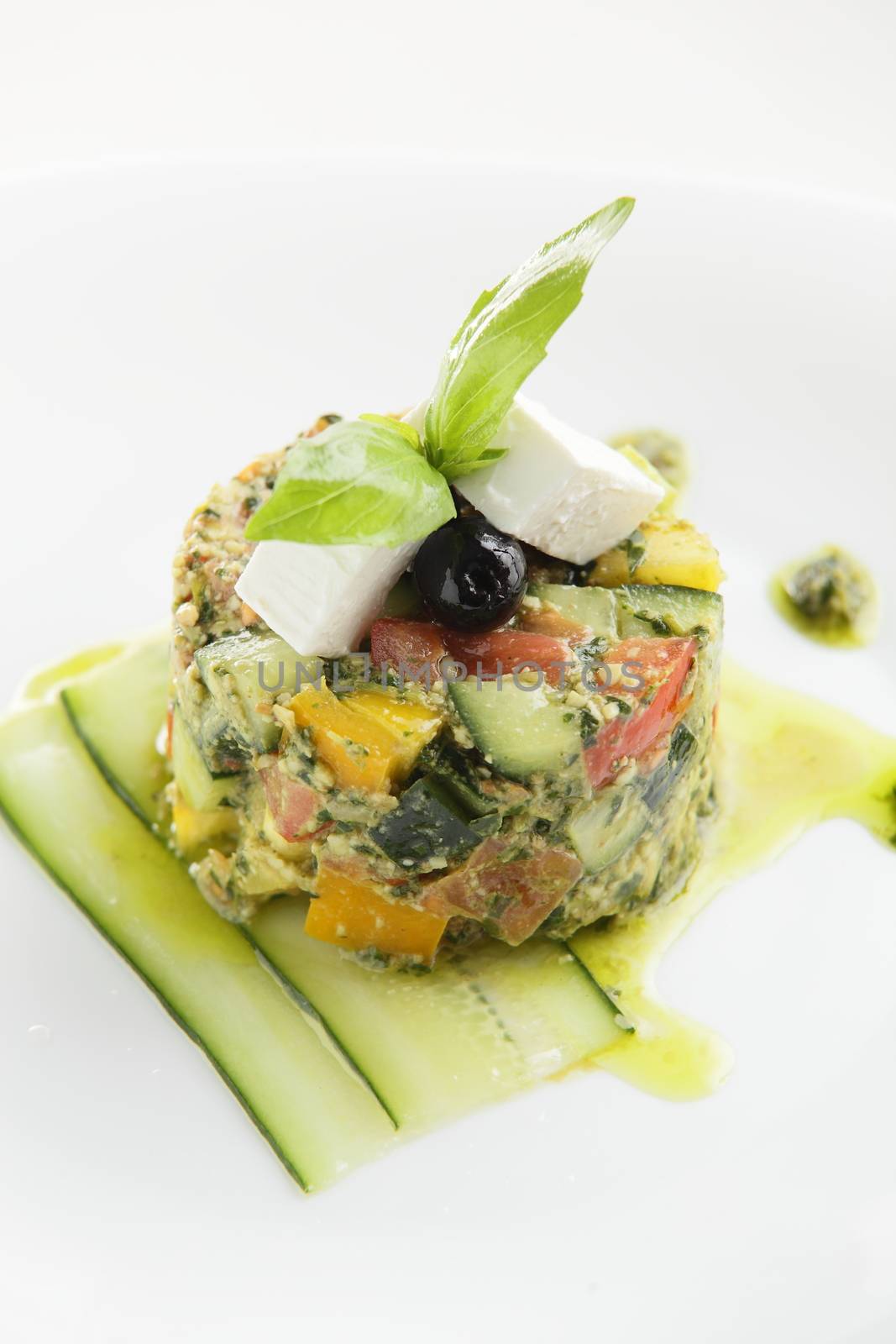 fresh and tasty salad on white background