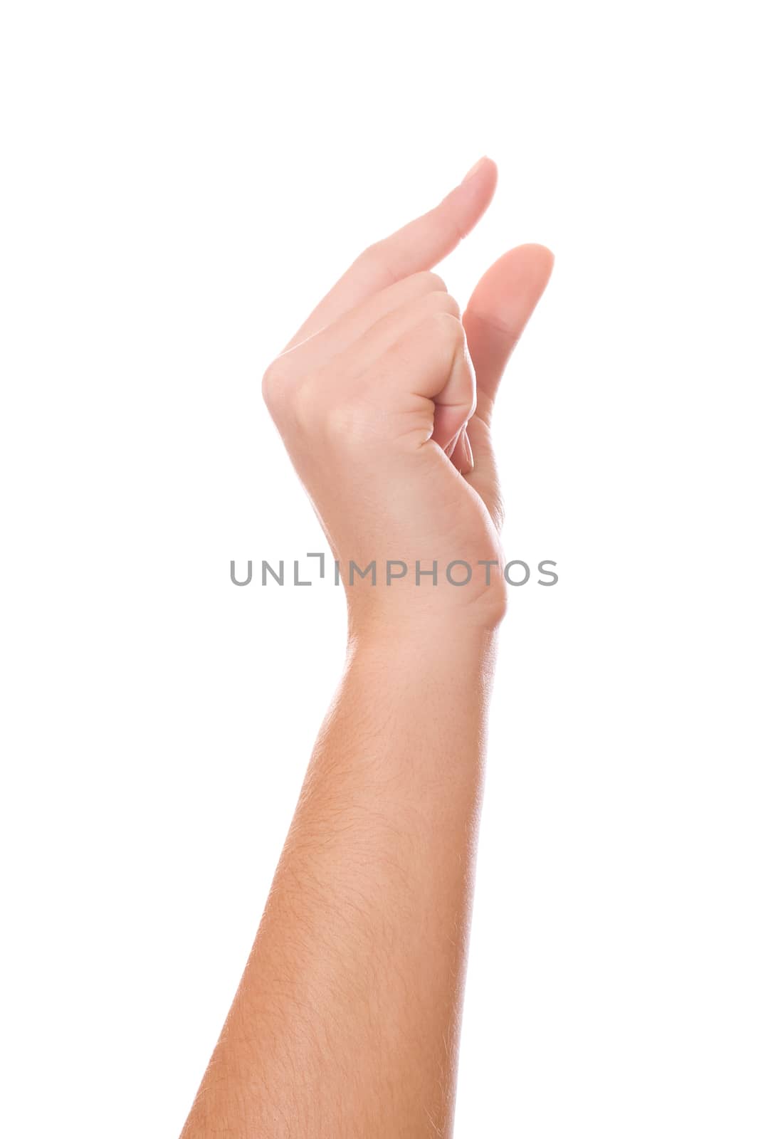 Woman hand sign isolated on white background