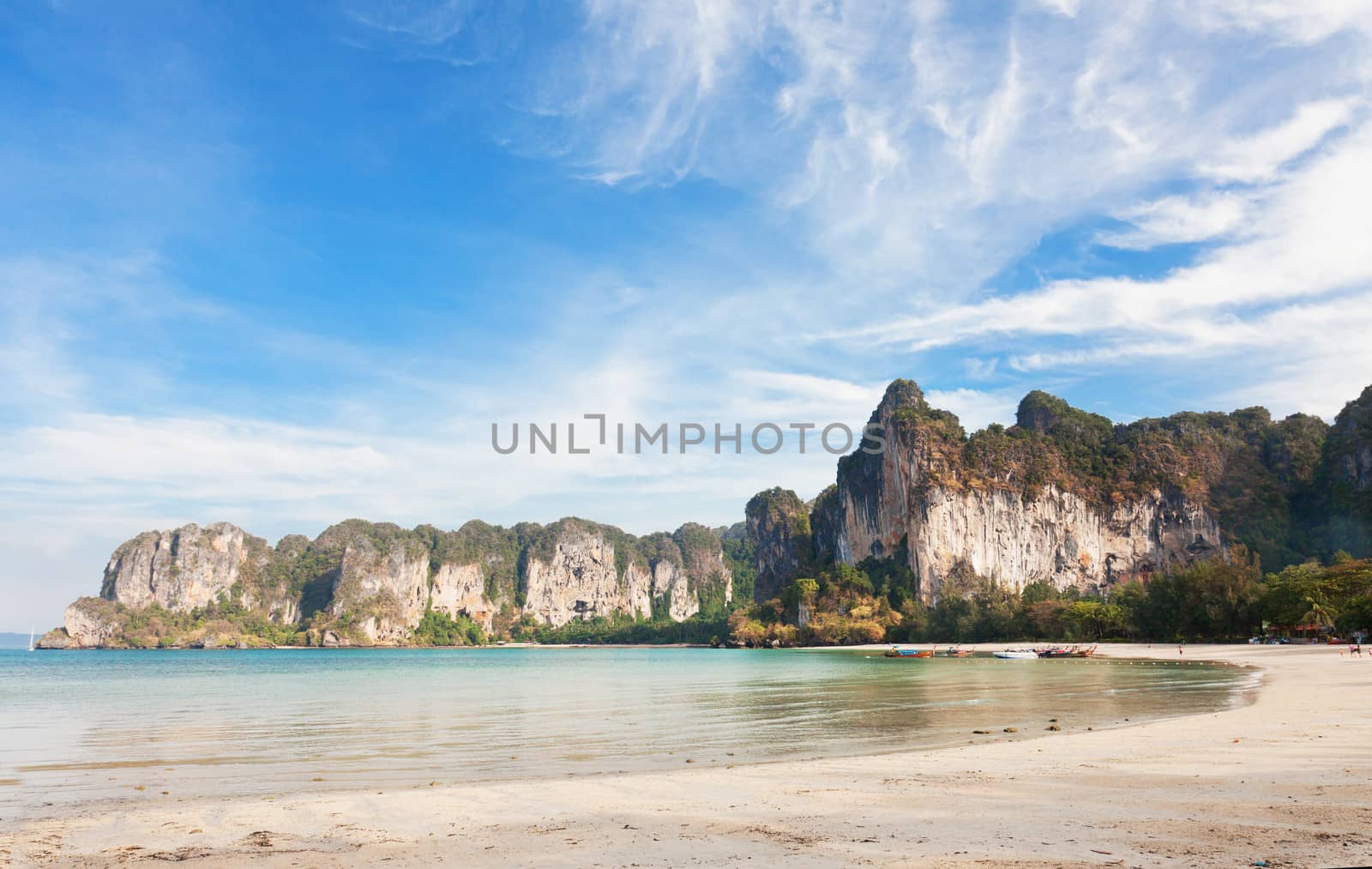 Sand beach on Rayleigh's peninsula, Krabi, Thailand