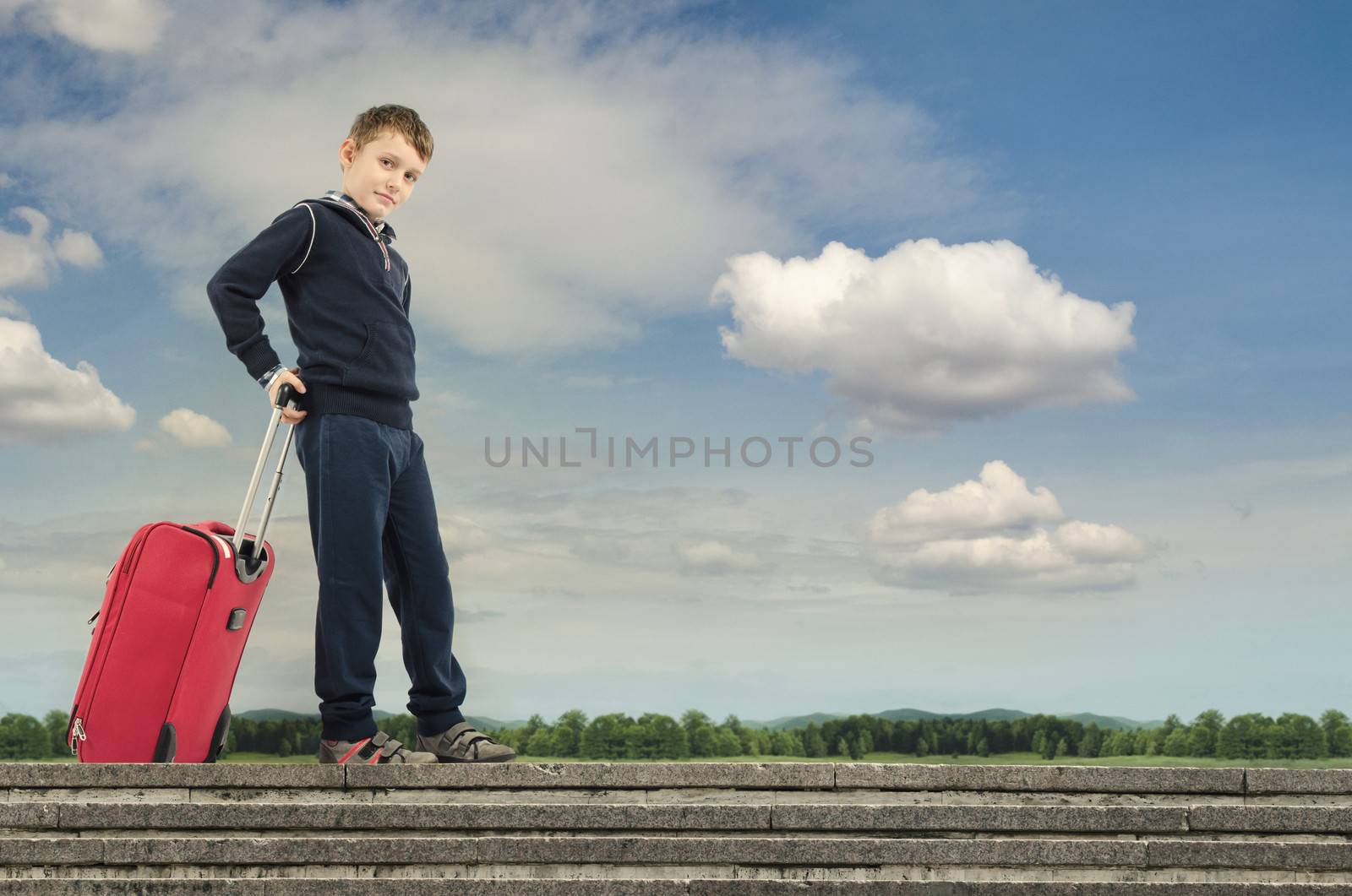 Little boy taking a beautiful journey