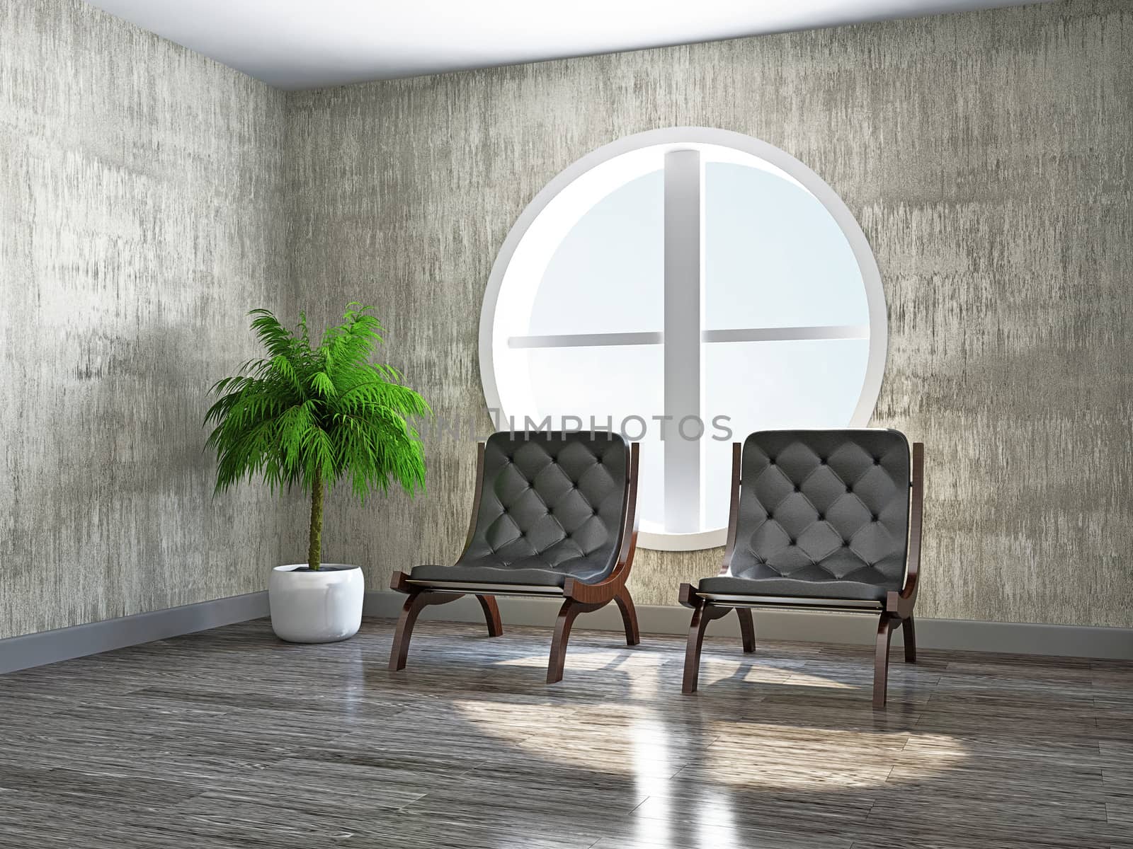 Old room with armchairs near the window
