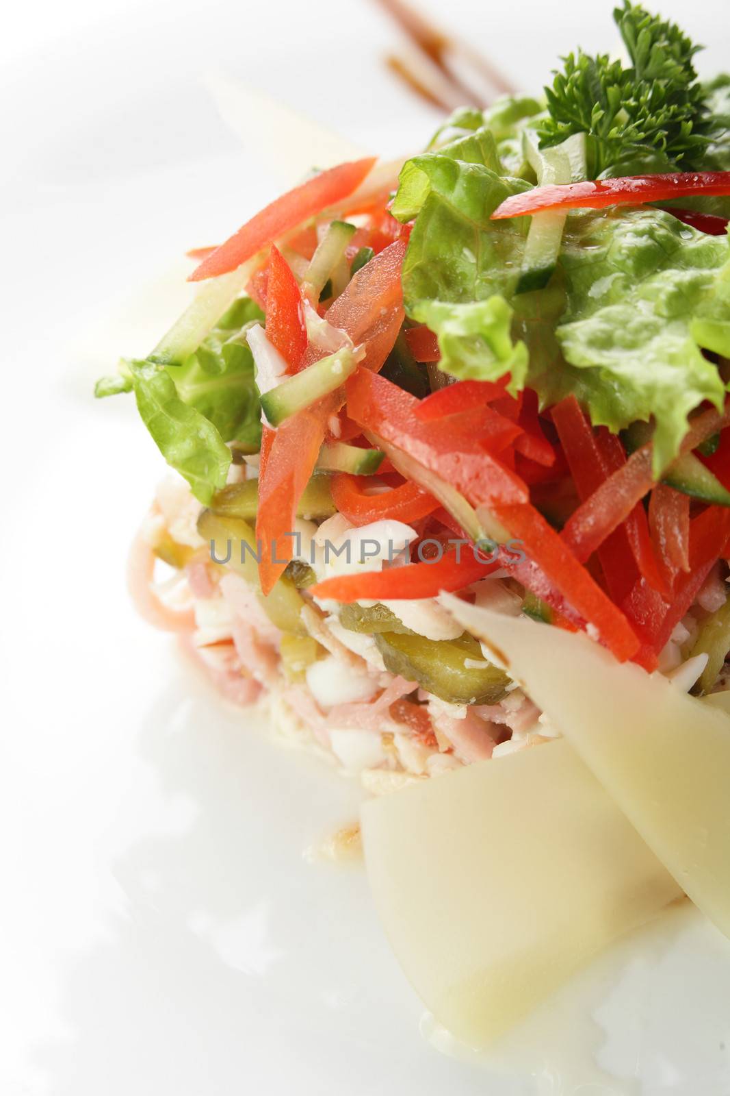 fresh and tasty salad with pepper and tomato