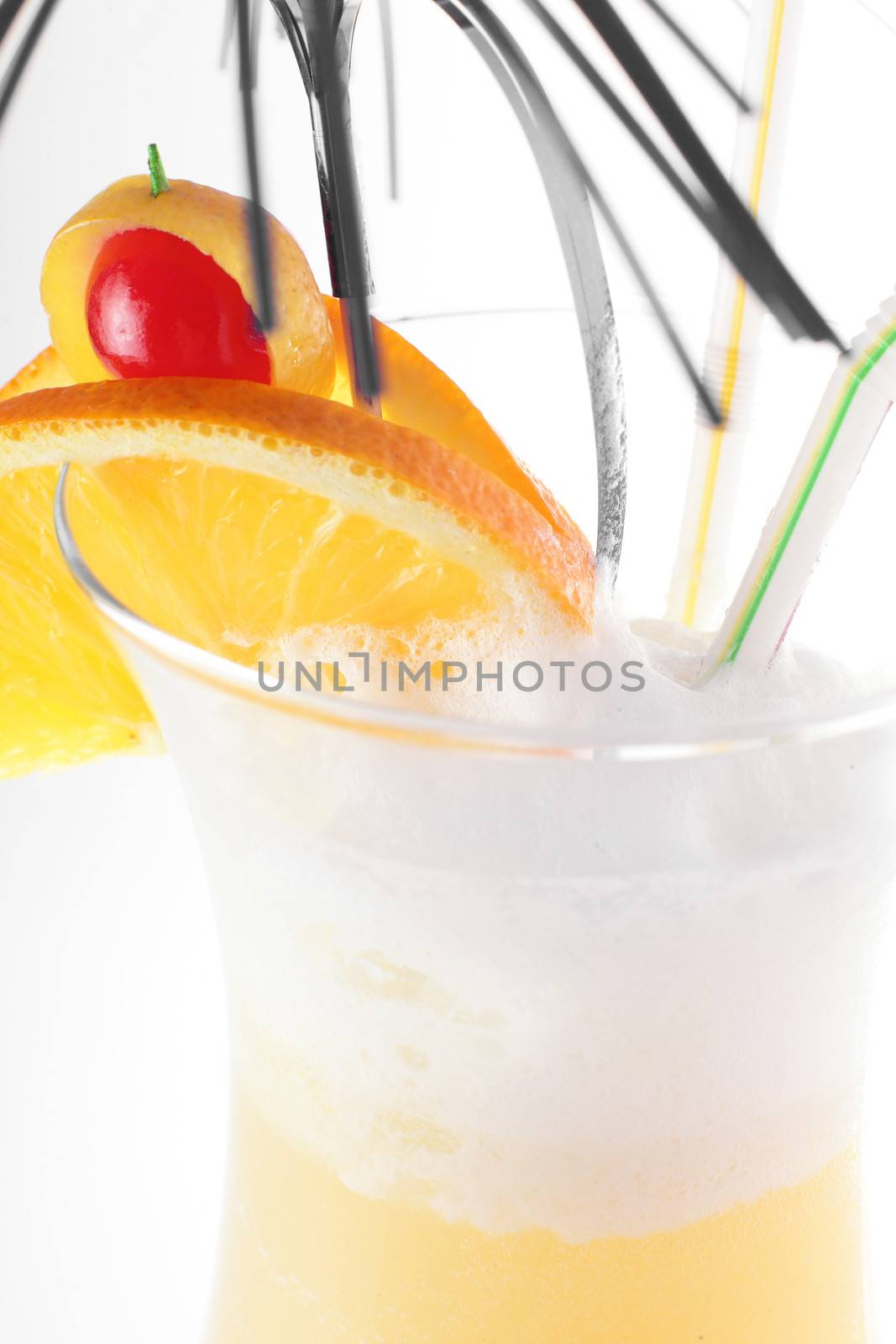 fresh and cold cocktail on white background