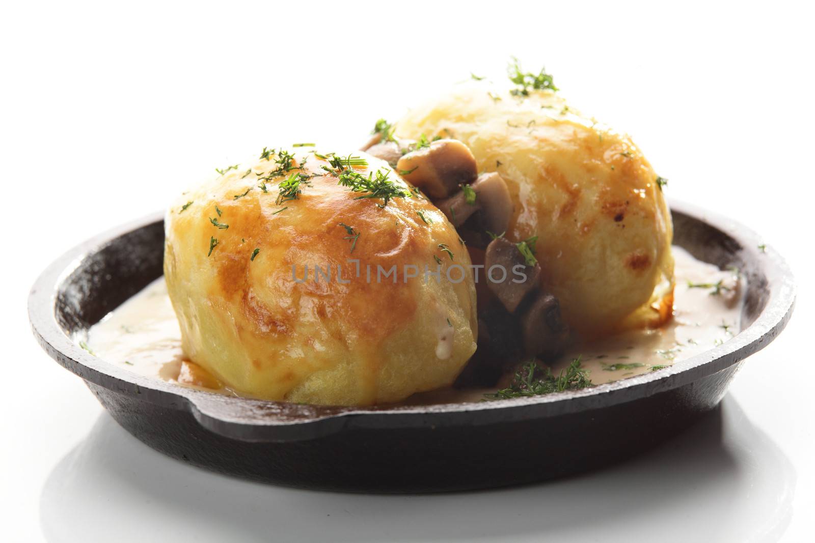 roasted potato with mushrooms by fiphoto