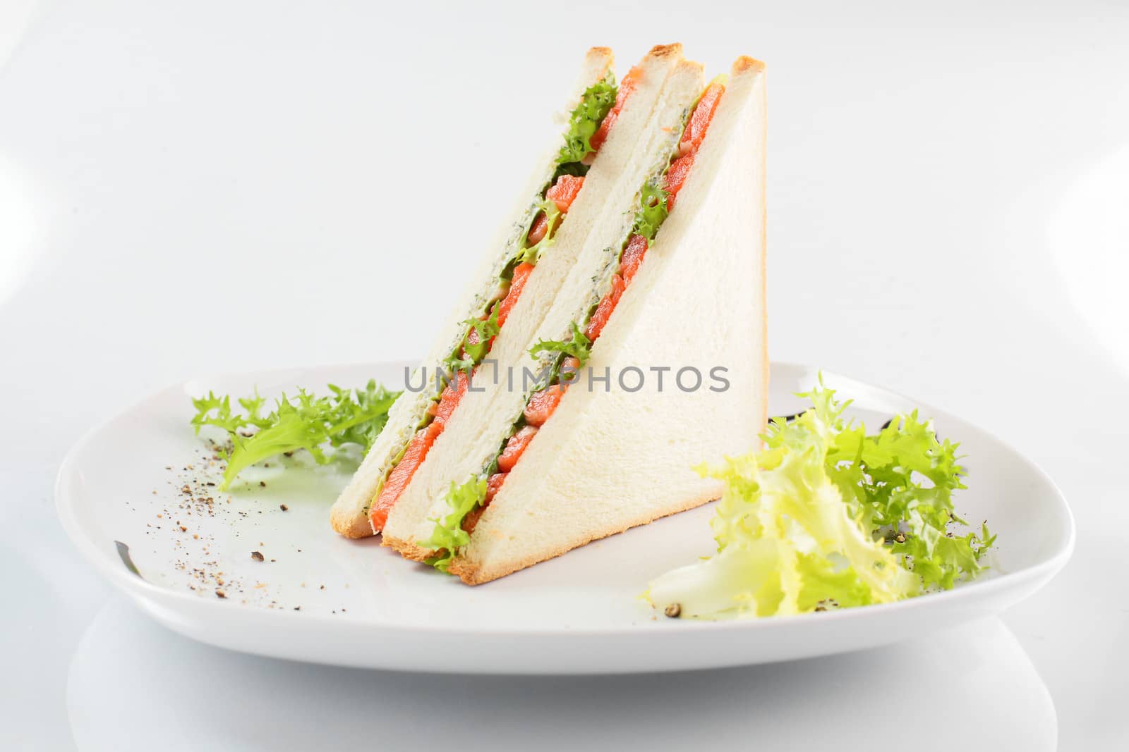 fresh and tasty sandwich on white background