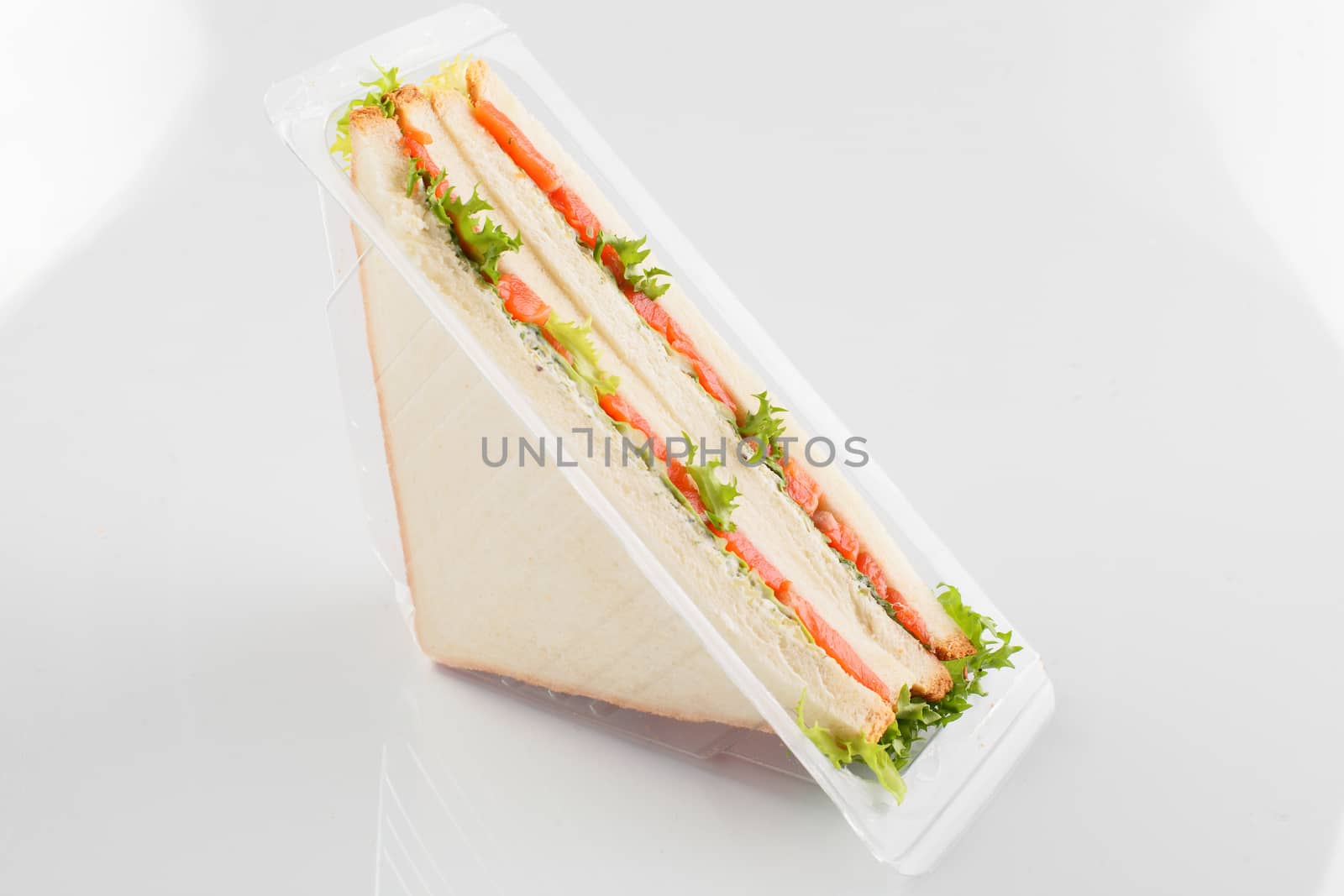 fresh and tasty sandwich on white background