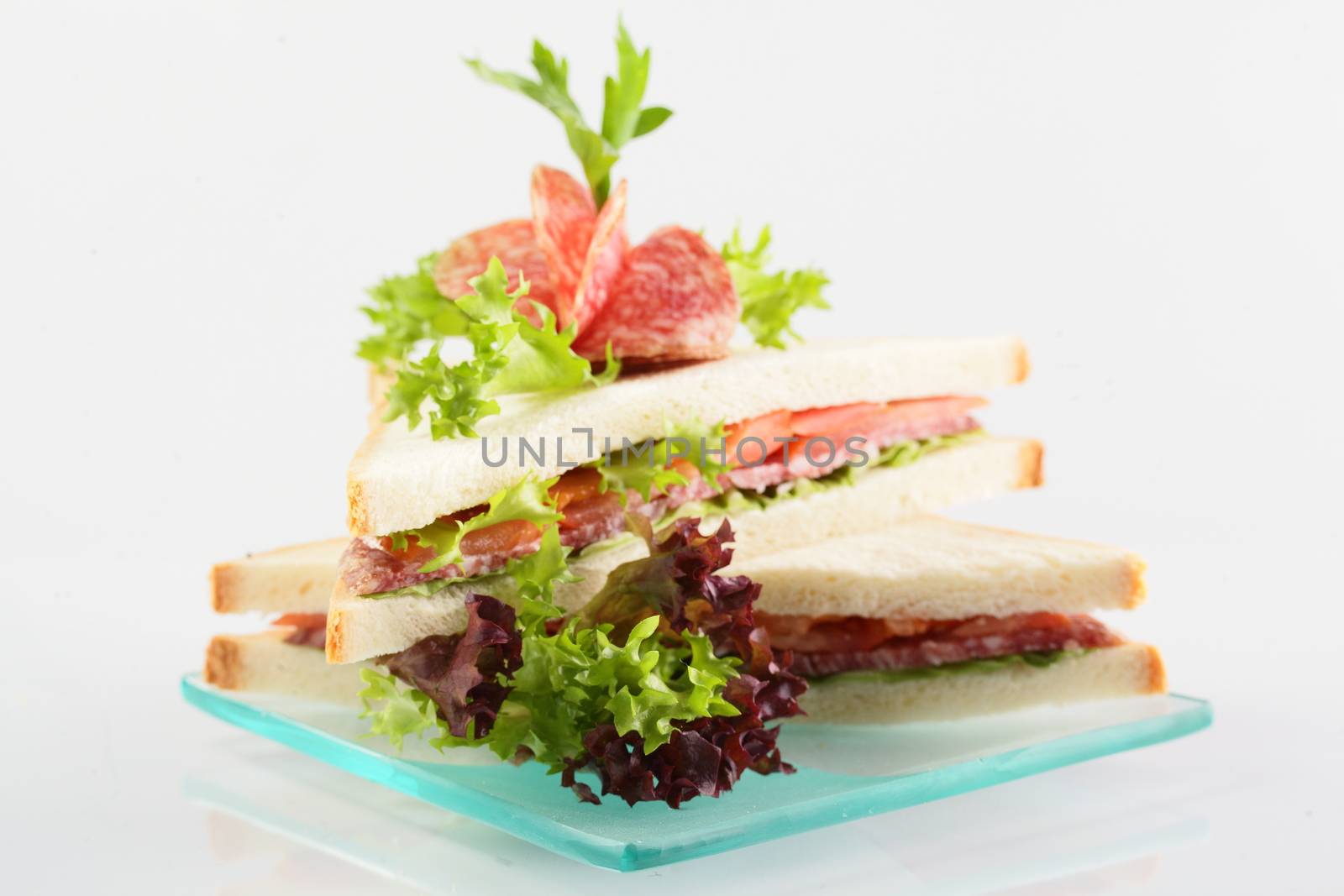 fresh and tasty sandwich on white background