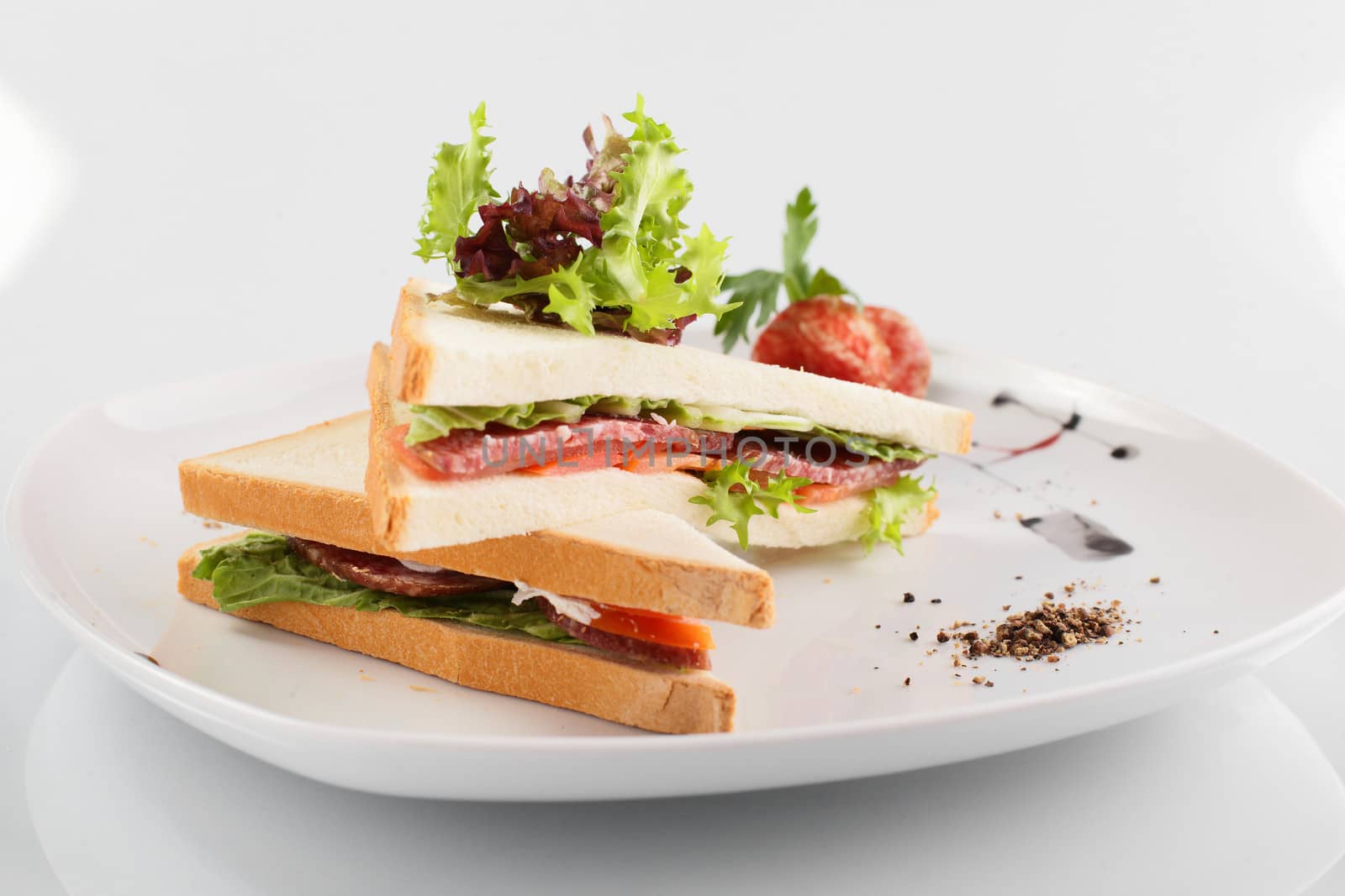 fresh sandwich on white background by fiphoto