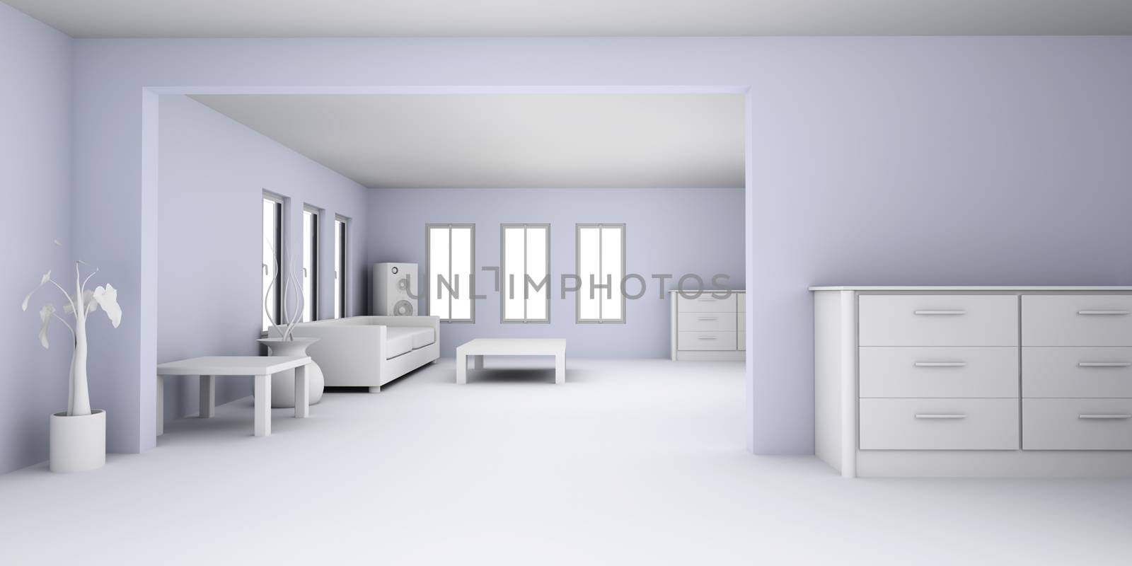 3D rendered Illustration. Interior Visualisation. 
