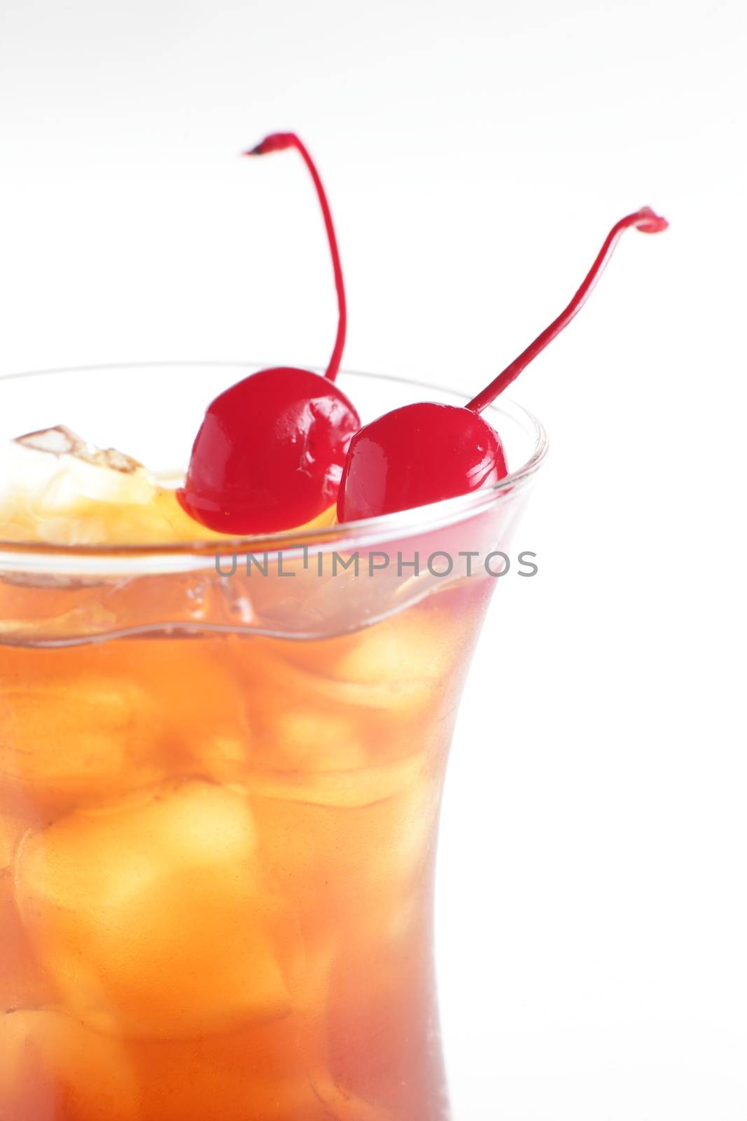 cold and fresh european cocktail on white background
