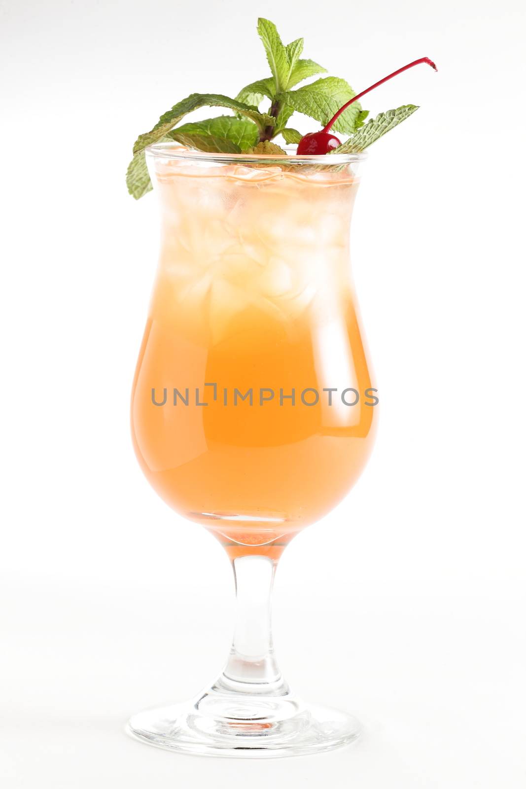 cold and fresh european cocktail on white background