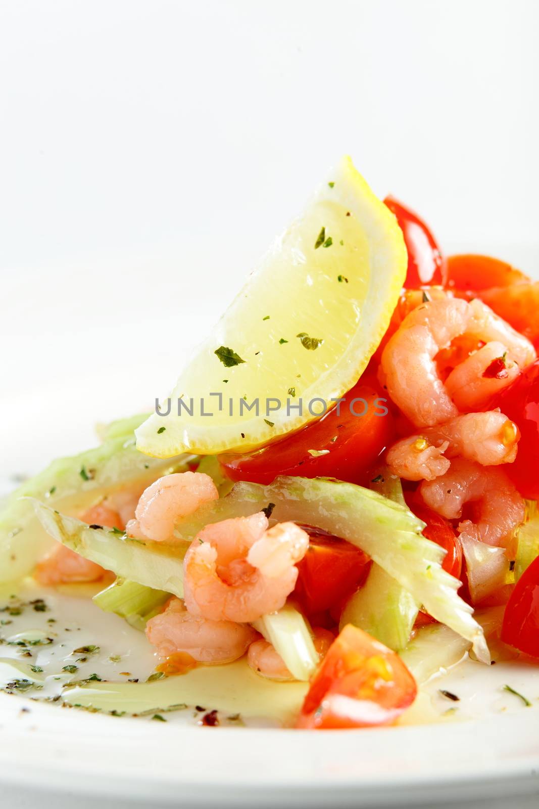 fresh and tasty salad on white background