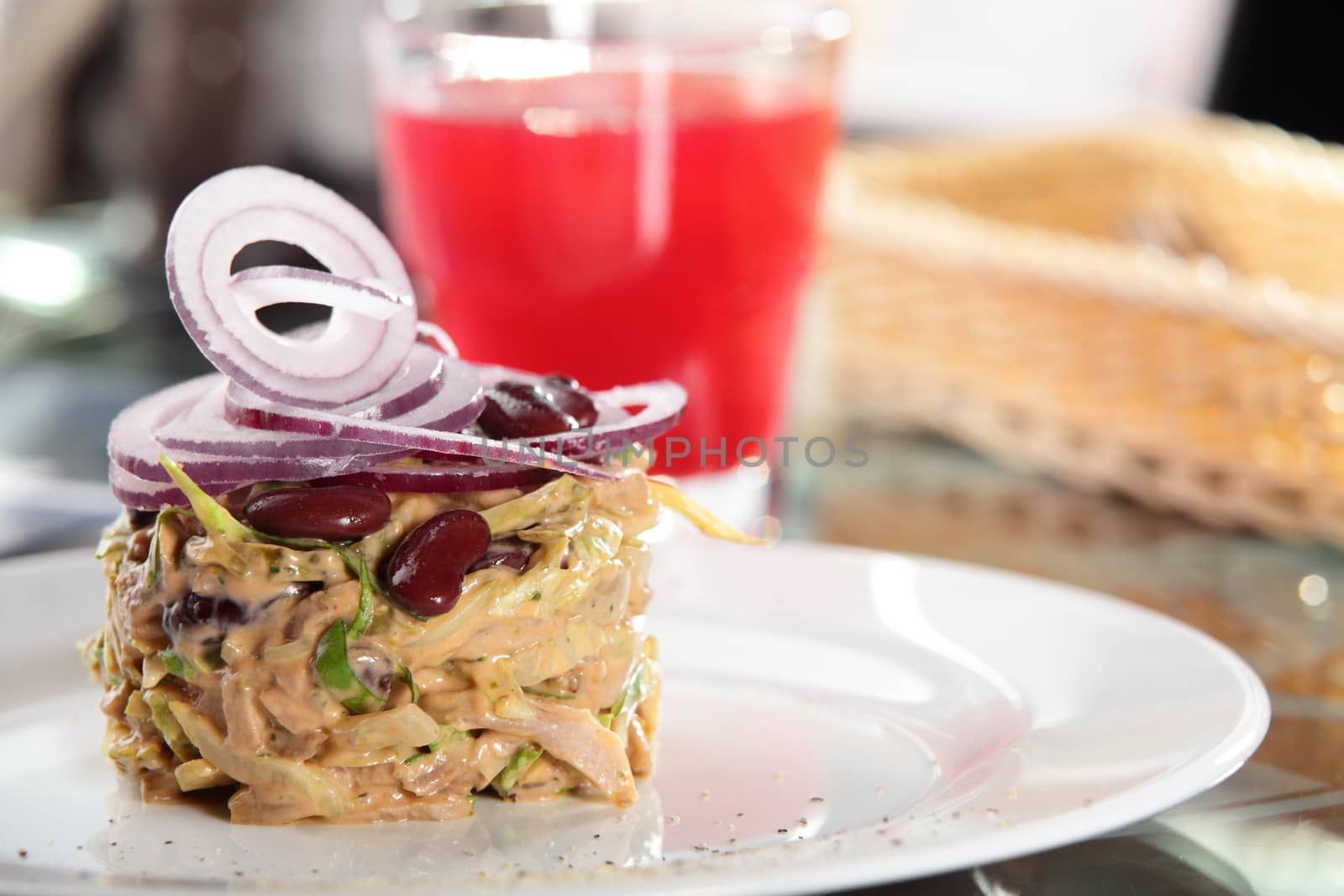 tasty and fresh european salad with different vegetables