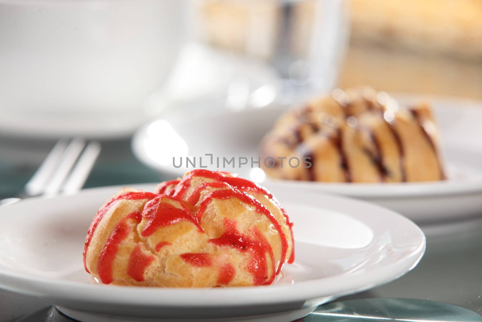 Sweet cake on the dish by fiphoto