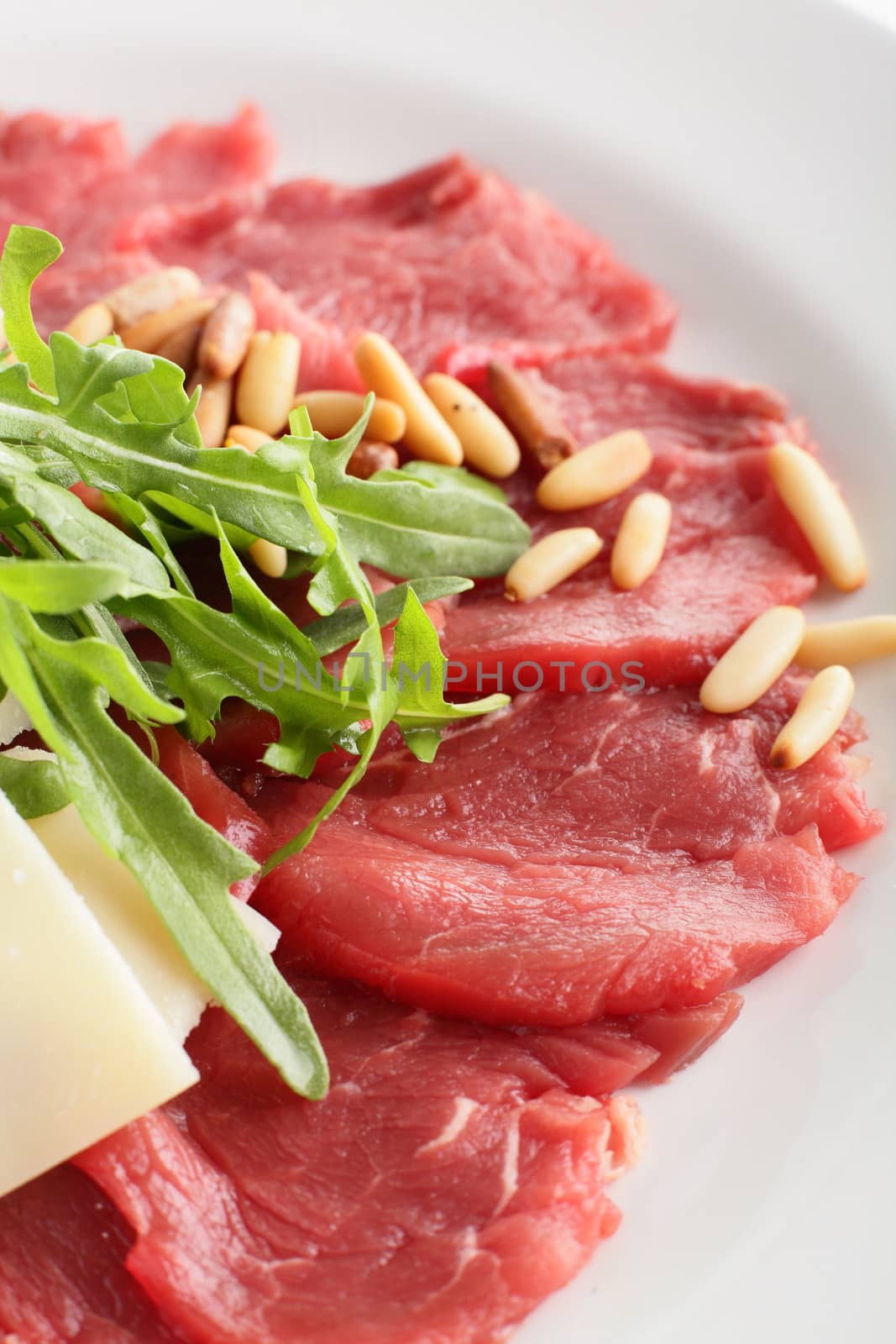 peaces of meat with garnish by fiphoto