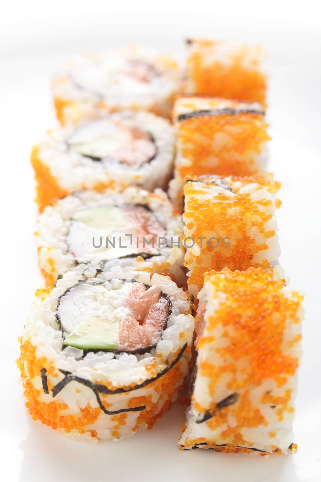 tasty asian sushi on white background by fiphoto