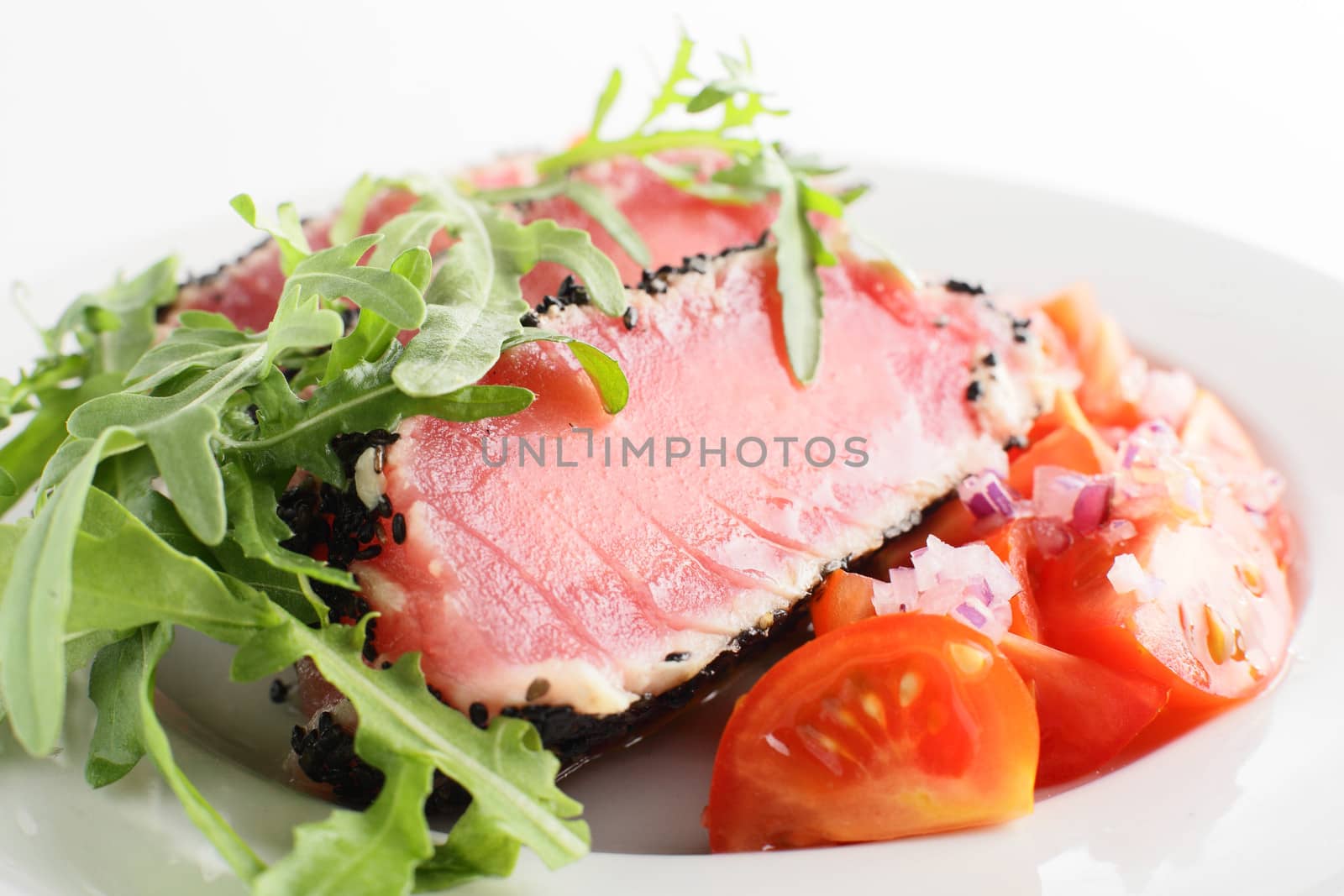 peaces of meat with garnish by fiphoto