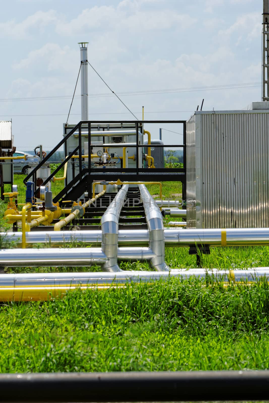 industrial pipes at an oil well