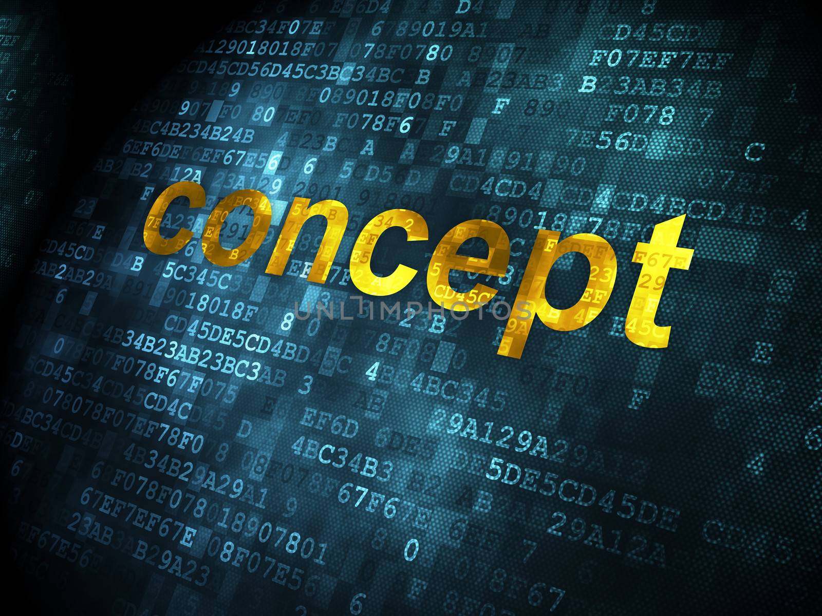 Advertising concept: pixelated words Concept on digital background, 3d render