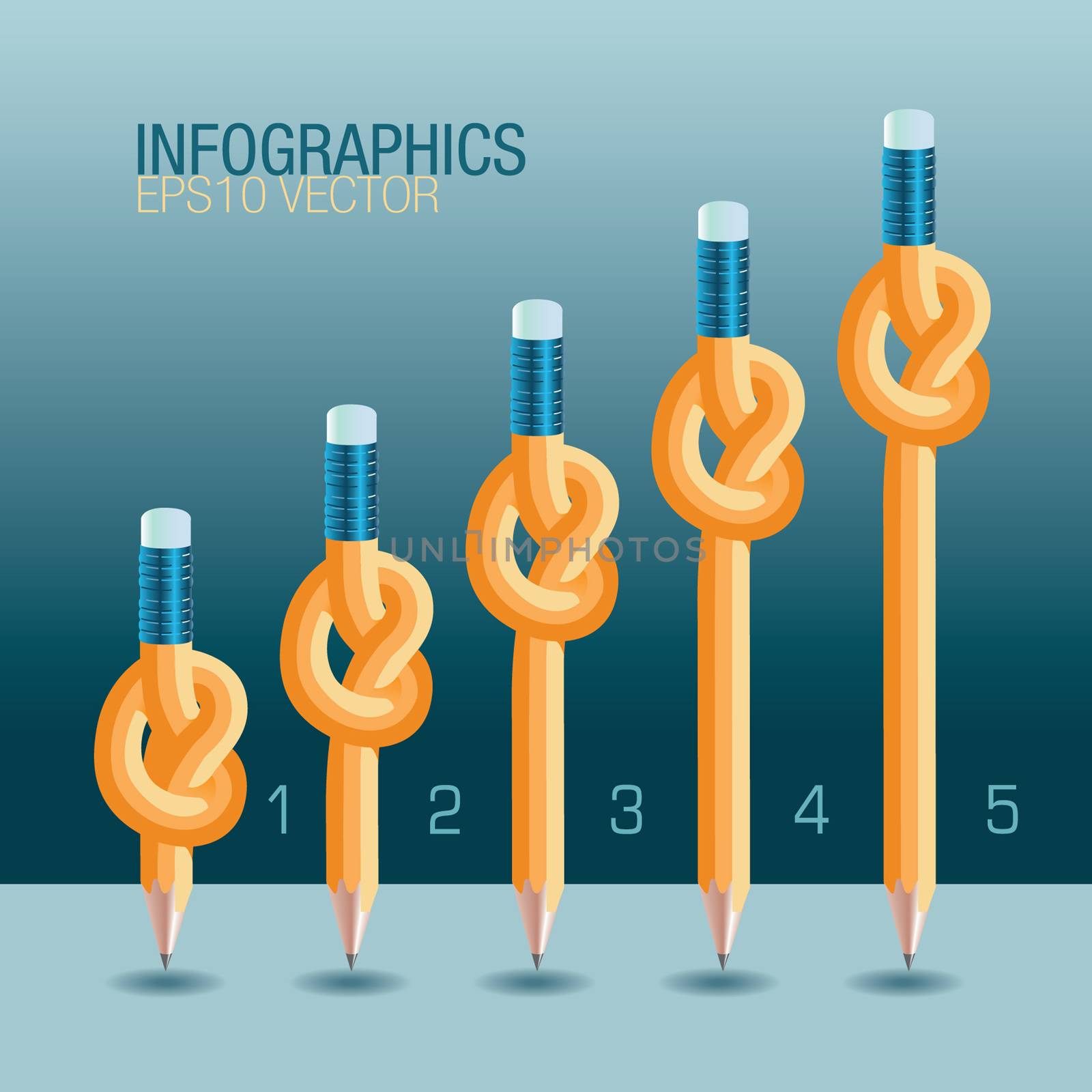 Knotted Pencil infographic with space for text by mike301