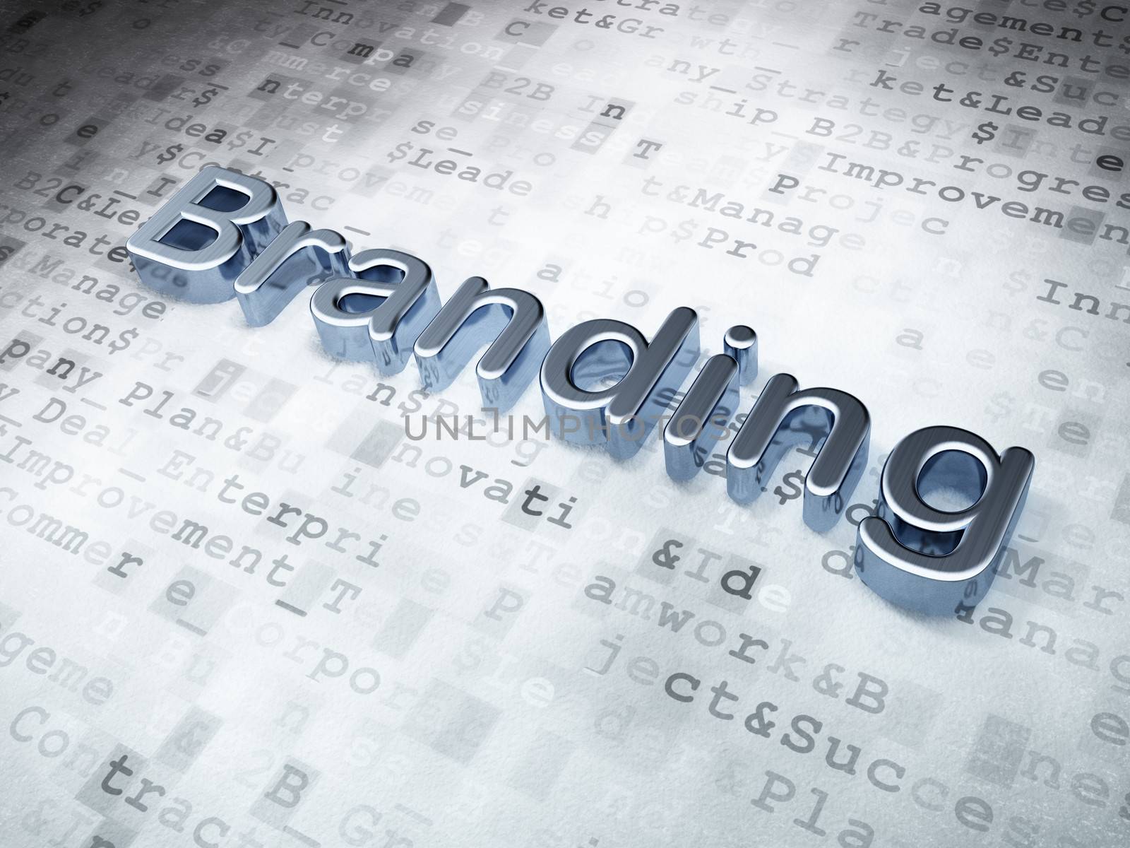 Marketing concept: Golden Branding on digital background, 3d render