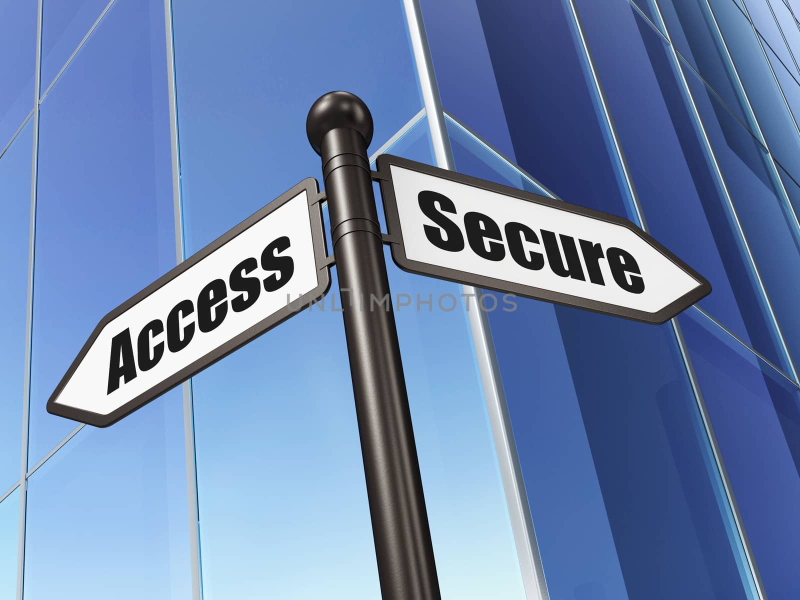 Protection concept: Secure Access on Building background, 3d render