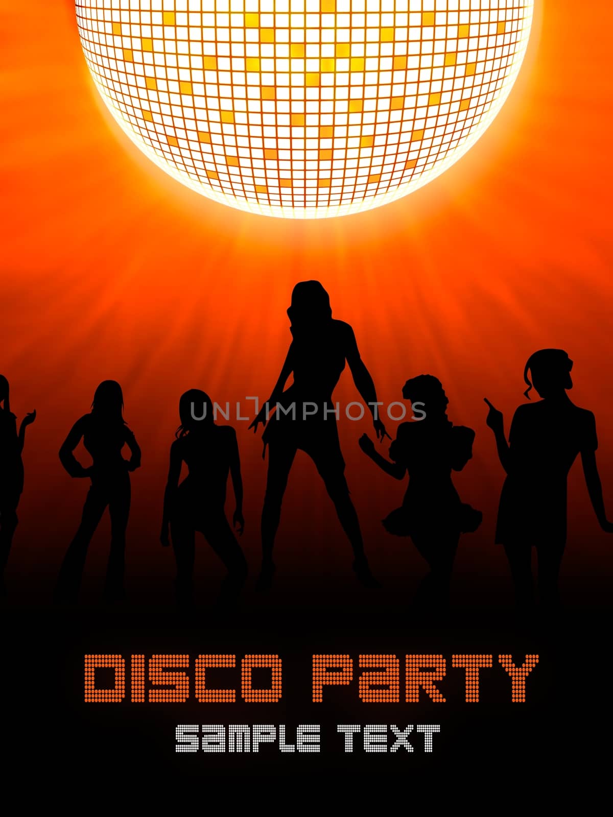 Disco party. Dance floor poster full layout