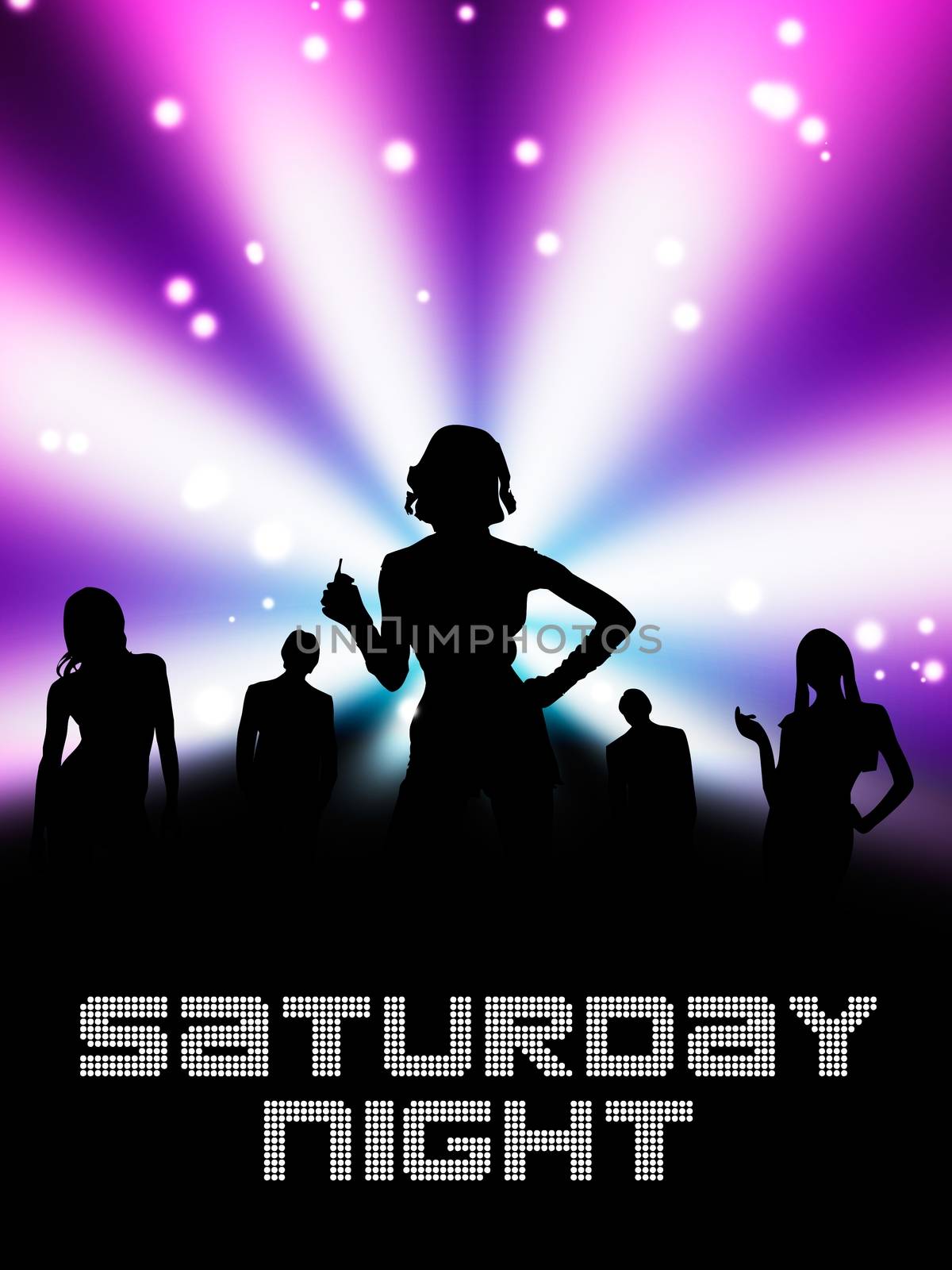 Saturday night. Disco poster background layout
