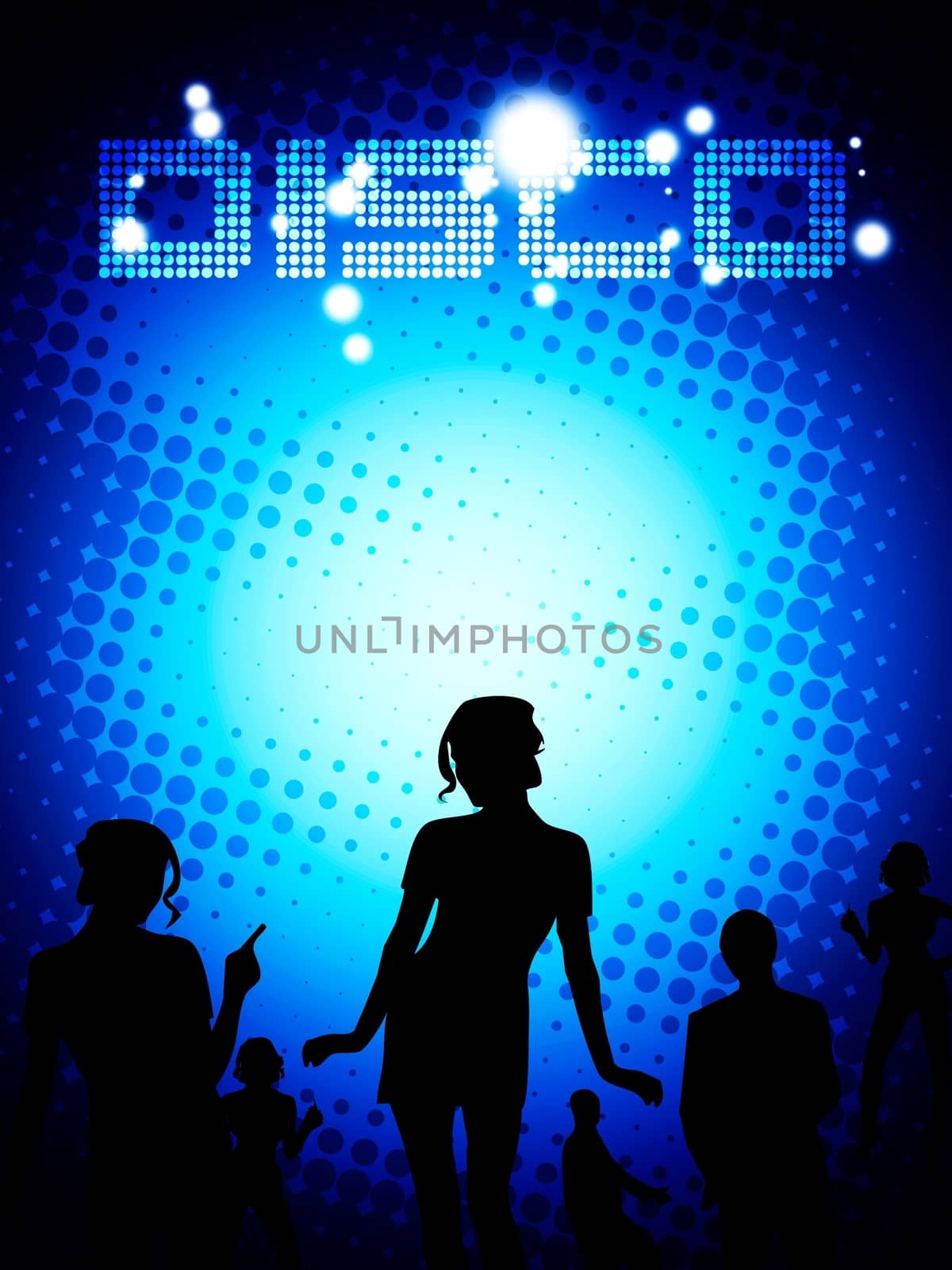 Disco poster template. Blue layout composition