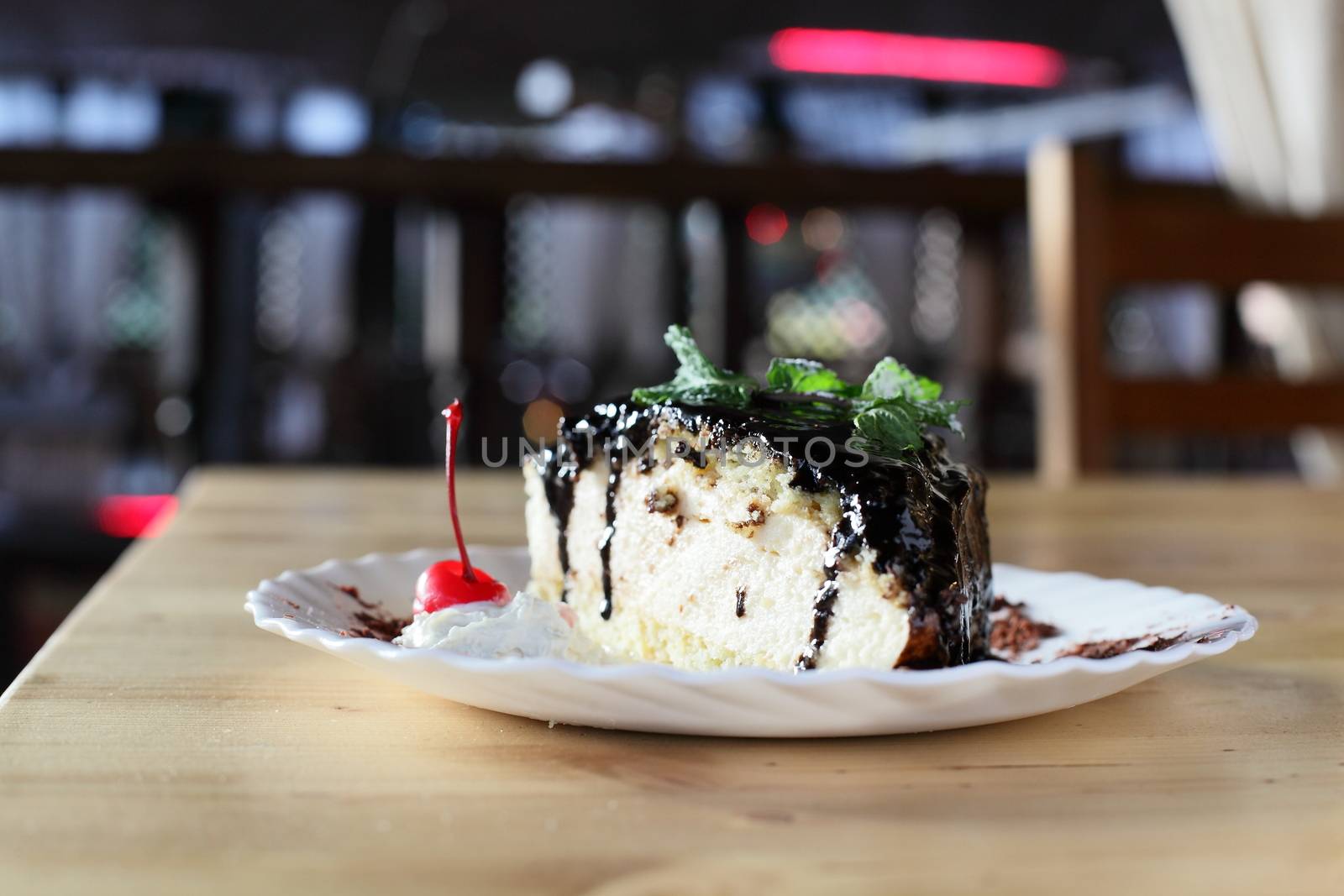 Sweet cake on the dish by fiphoto