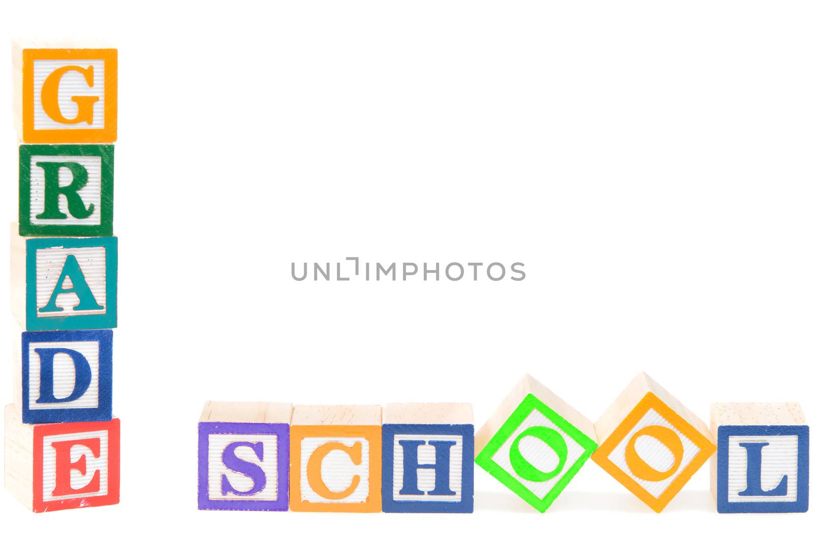 Baby blocks spelling grade school by dragon_fang