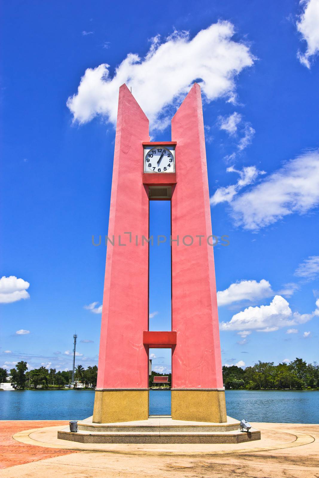 Clock tower in the public service park of Nonthaburi province